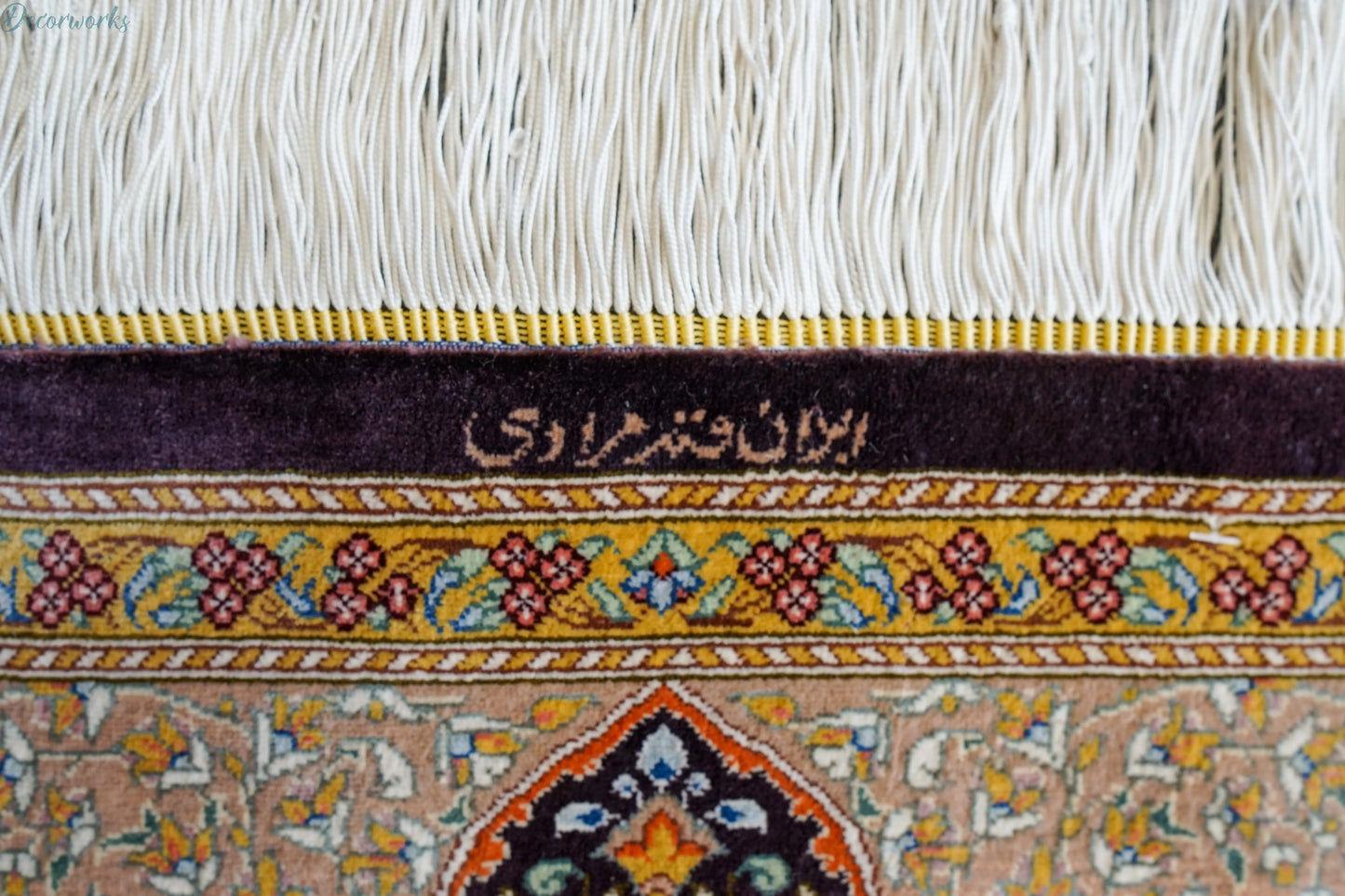 100×40cm ペルシャ絨毯 クム産 ムラーヂー房 シルク100%証明書付 - Decorworks