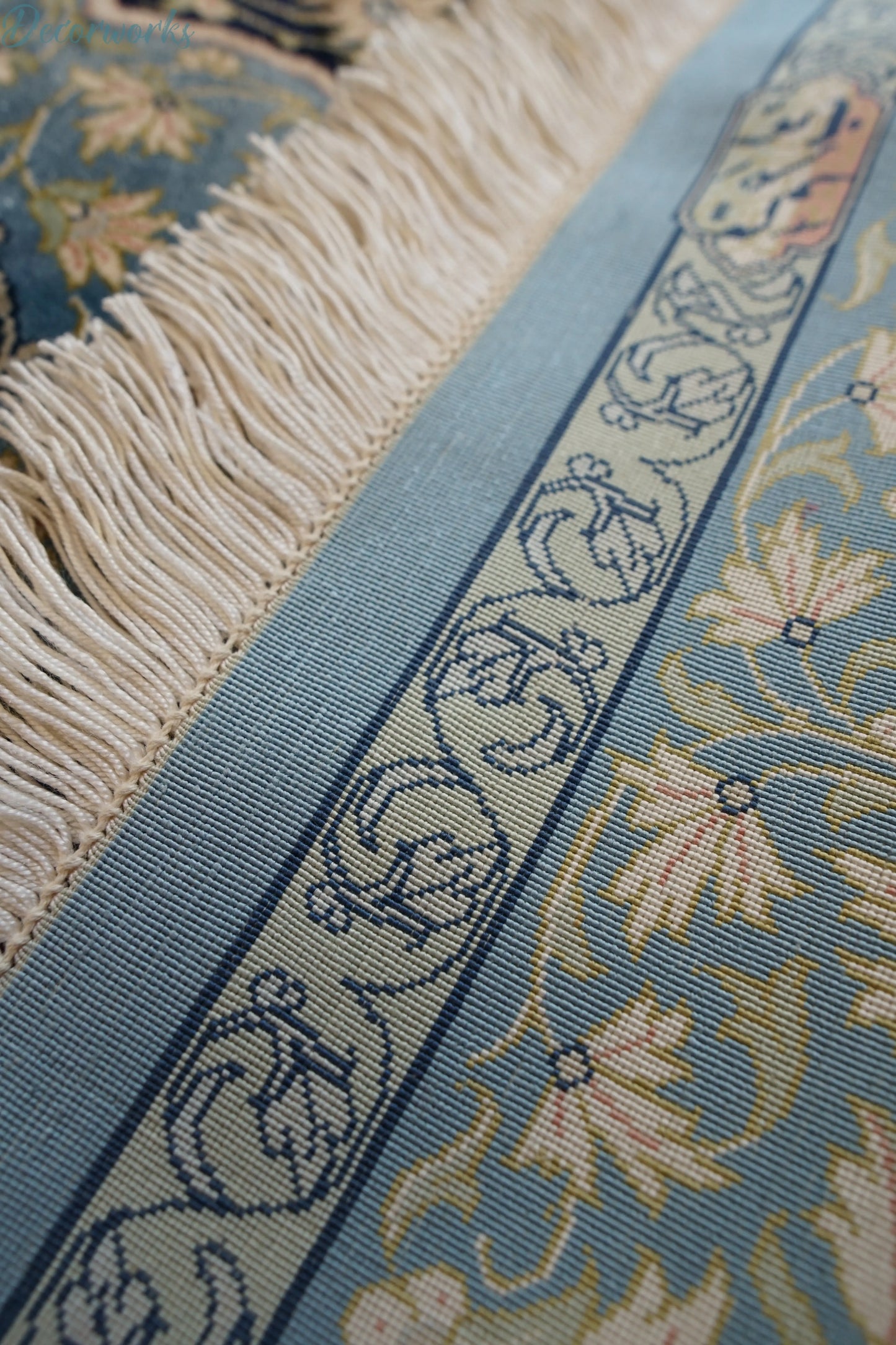 116×77cm ペルシャ絨毯 クム産 アールローブ房 シルク 100% 証明書付 Decorworks