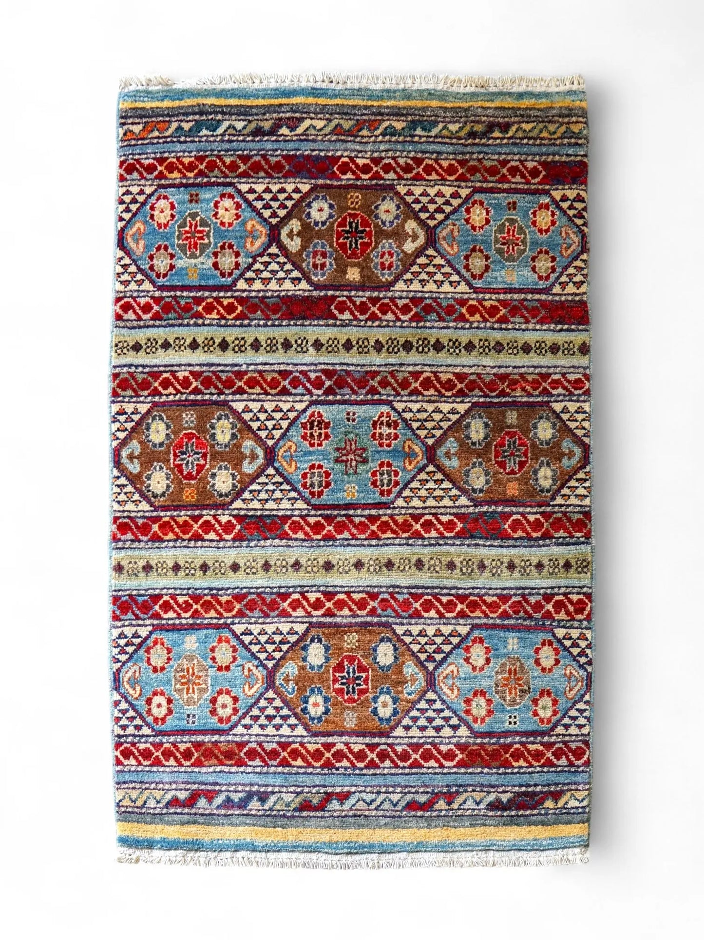 125×84cm アフガニスタン ガズニーウール 手織り絨毯 Decorworks