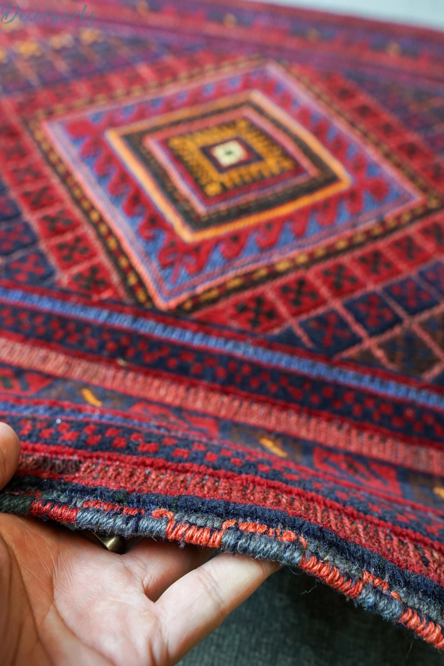 131×80cm 手織りマシュワニキリム Decorworks