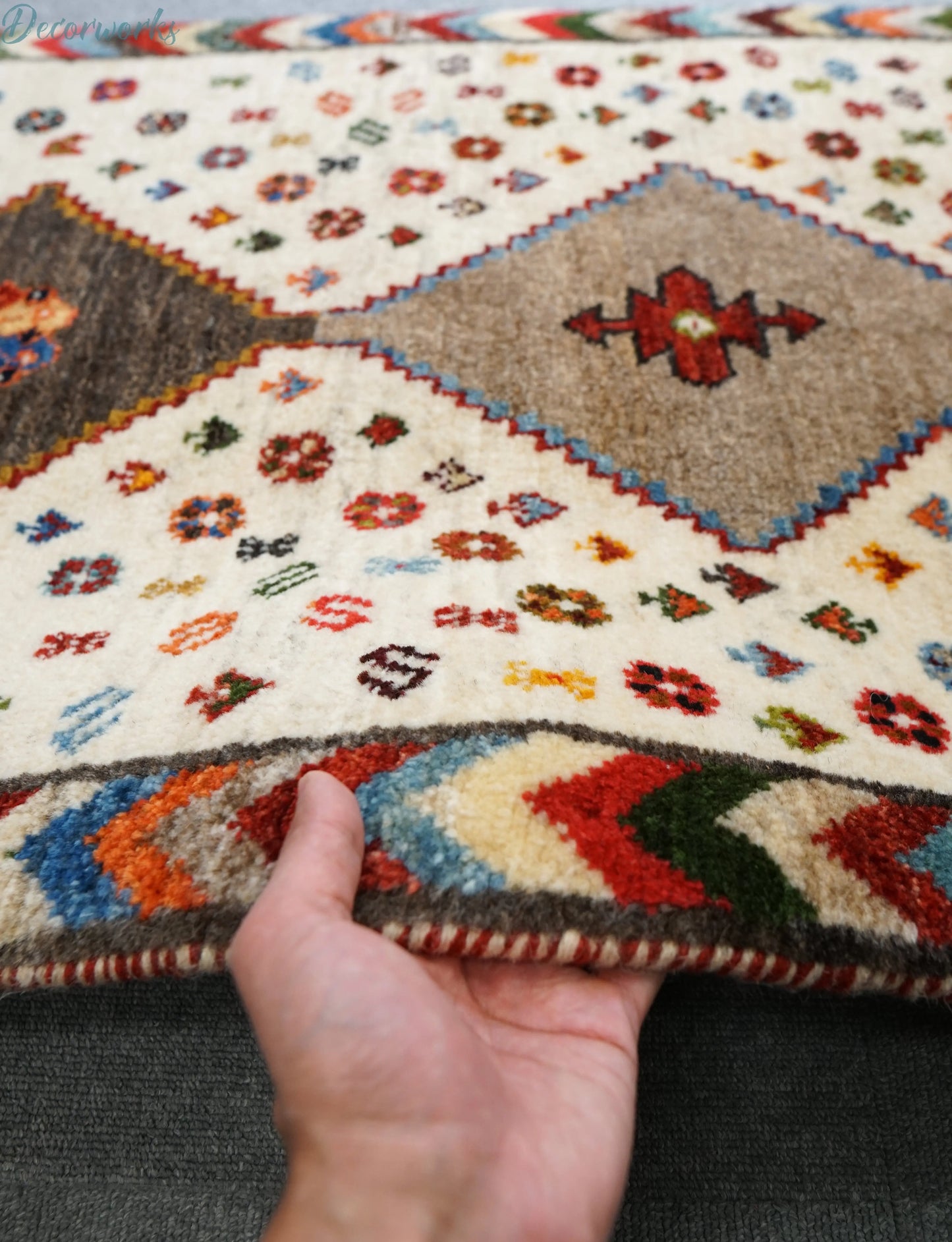 136×74cm 手織り ペルシャ 絨毯 カシュクリギャッベ - Decorworks