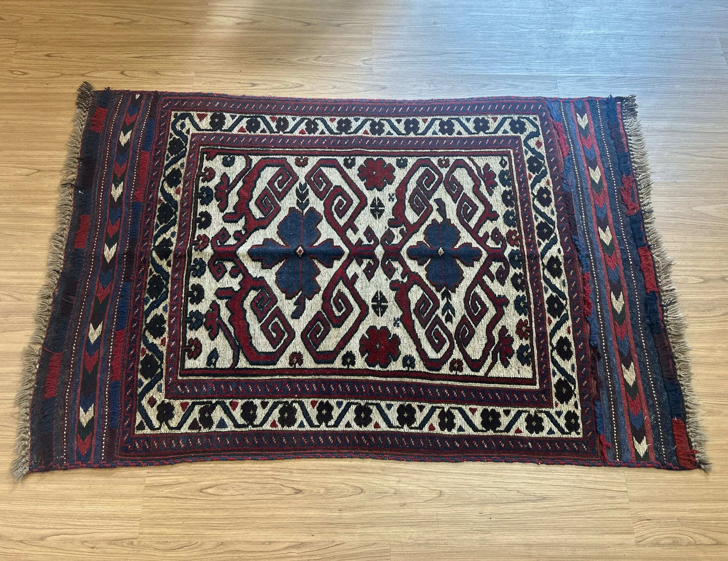 137×85cm 手織りアフガン キリム トライバルラグ ヴィンテージラグ Decorworks