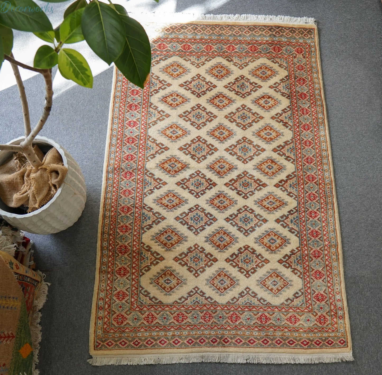 149×96cm パキスタン手織り絨毯 トライバルラグ ペルシャ絨毯 - Decorworks