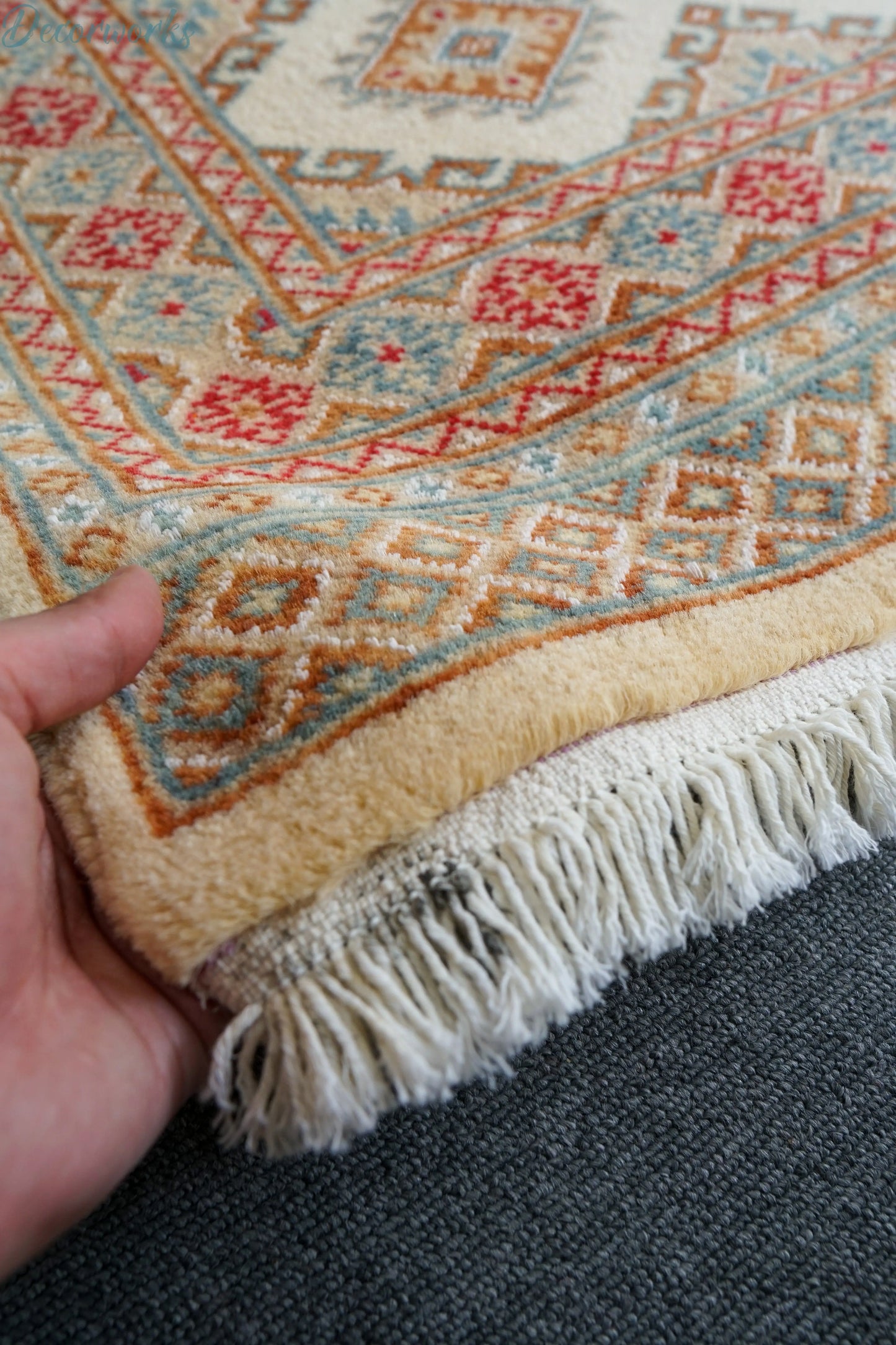 149×96cm パキスタン手織り絨毯 トライバルラグ ペルシャ絨毯 - Decorworks