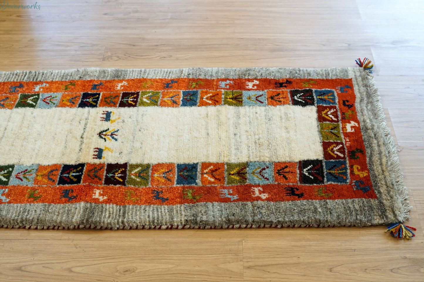 150×50cm ペルシャ絨毯 手織りギャッベ アマレ族 ランナー Decorworks