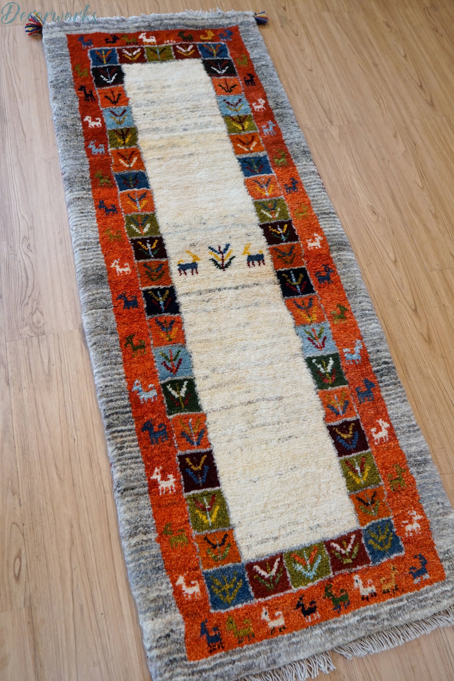 150×50cm ペルシャ絨毯 手織りギャッベ アマレ族 ランナー Decorworks