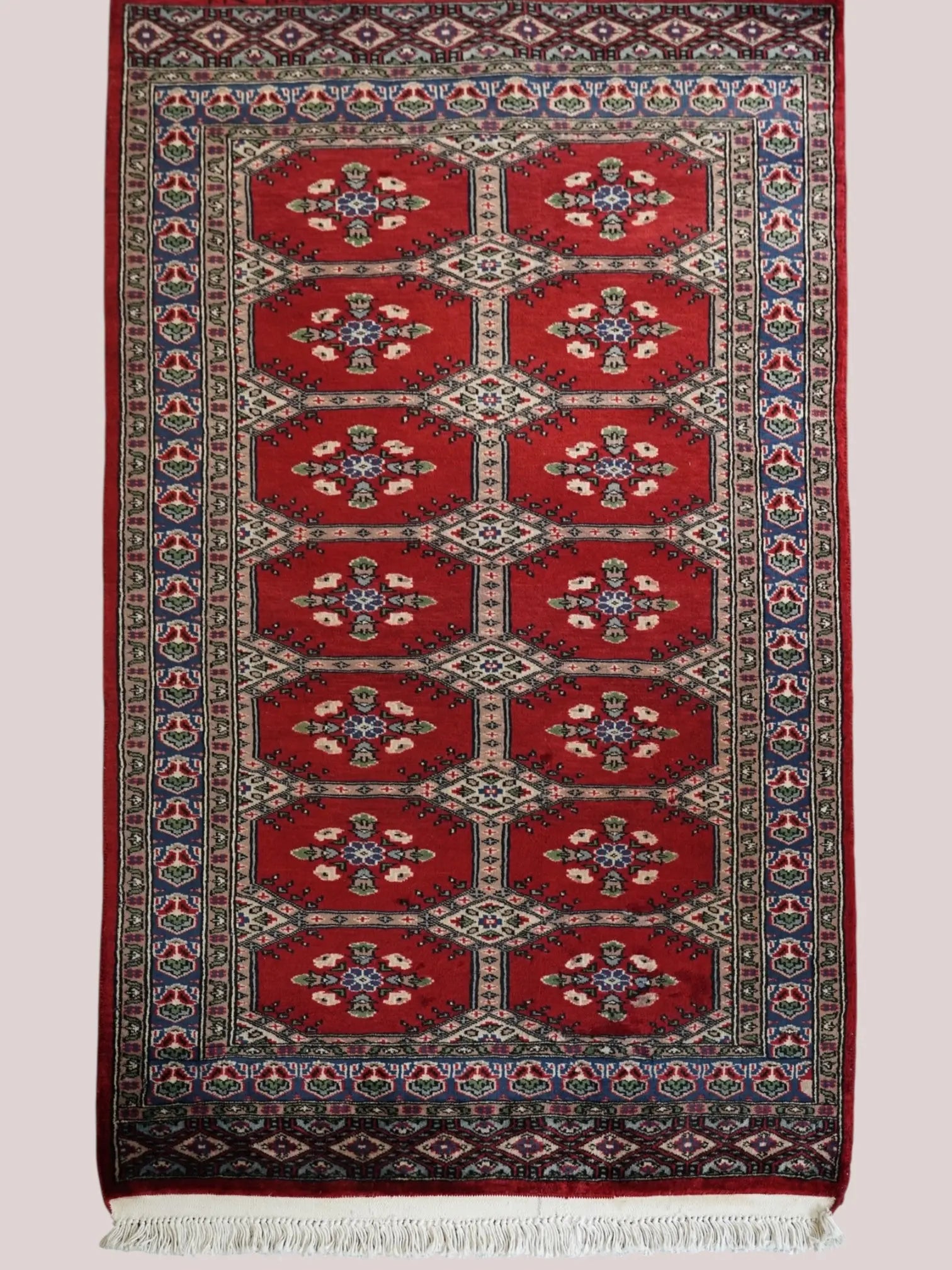 パキスタン手織り絨毯 150×92cm、ジャールダールデザインの伝統模様