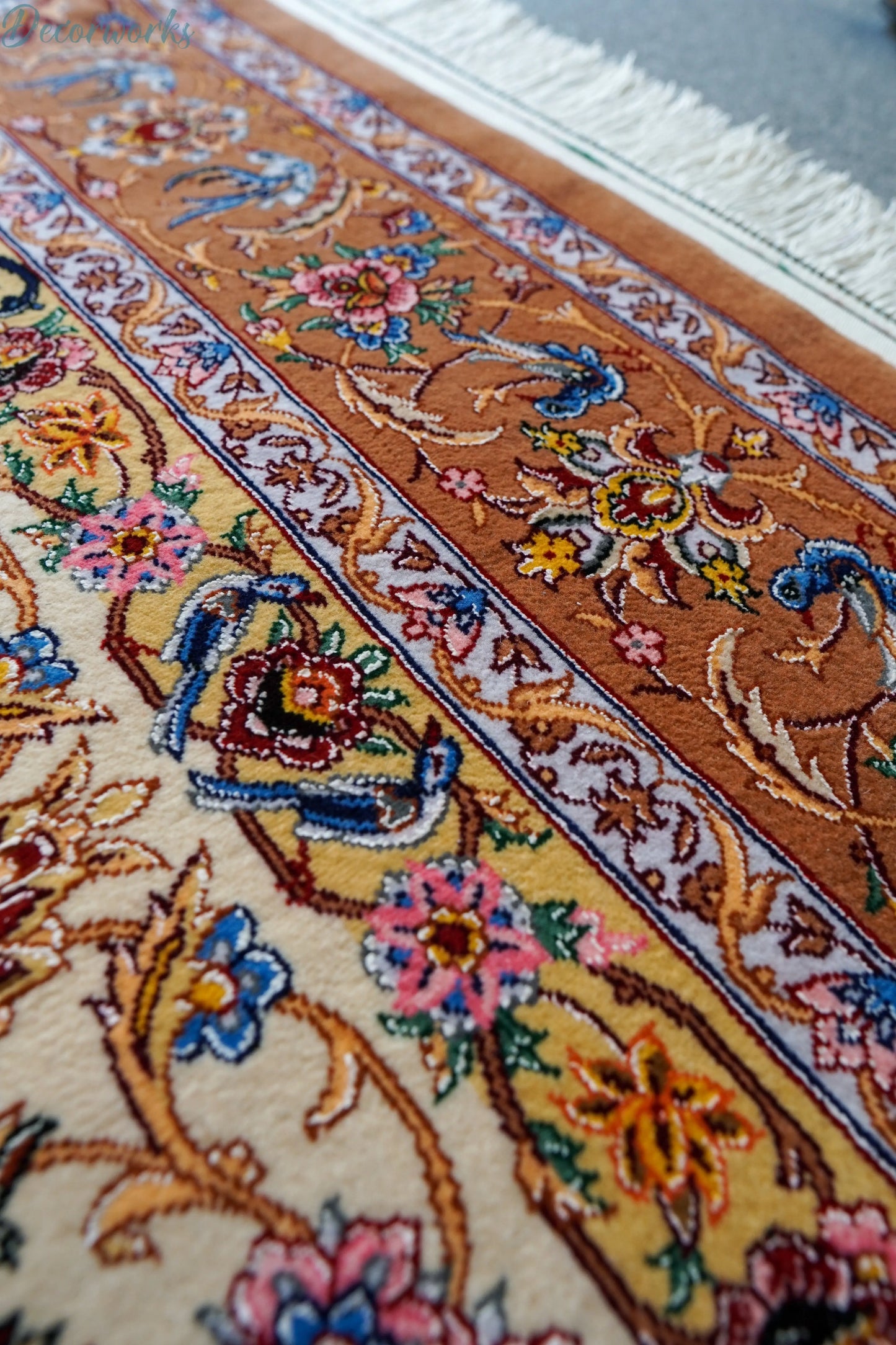 163×110cm 手織りペルシャ絨毯 イスファハン サハラク房 Decorworks