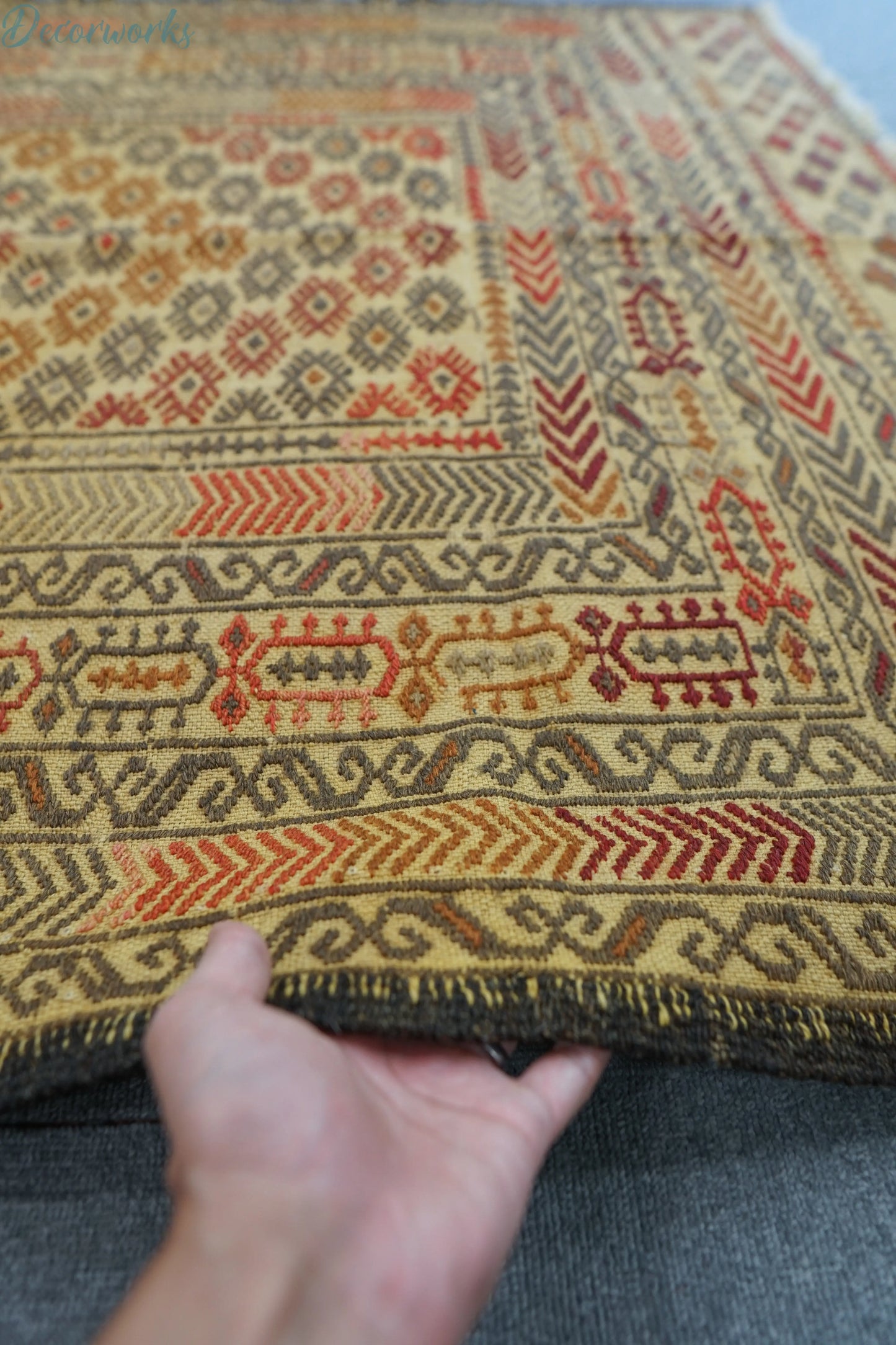 175×124cm アフガニスタン オールド キリム 手織り絨毯 Decorworks