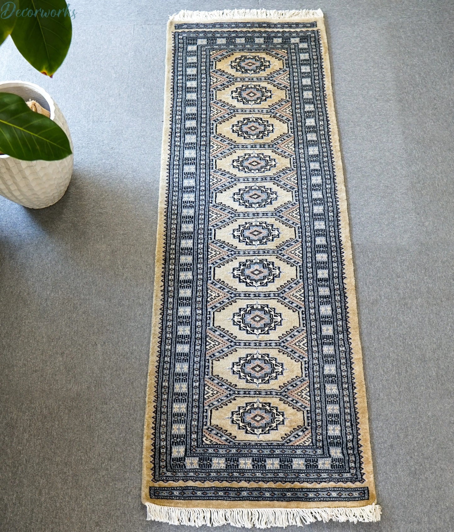 182×63cm パキスタン手織り絨毯 ランナー Decorworks