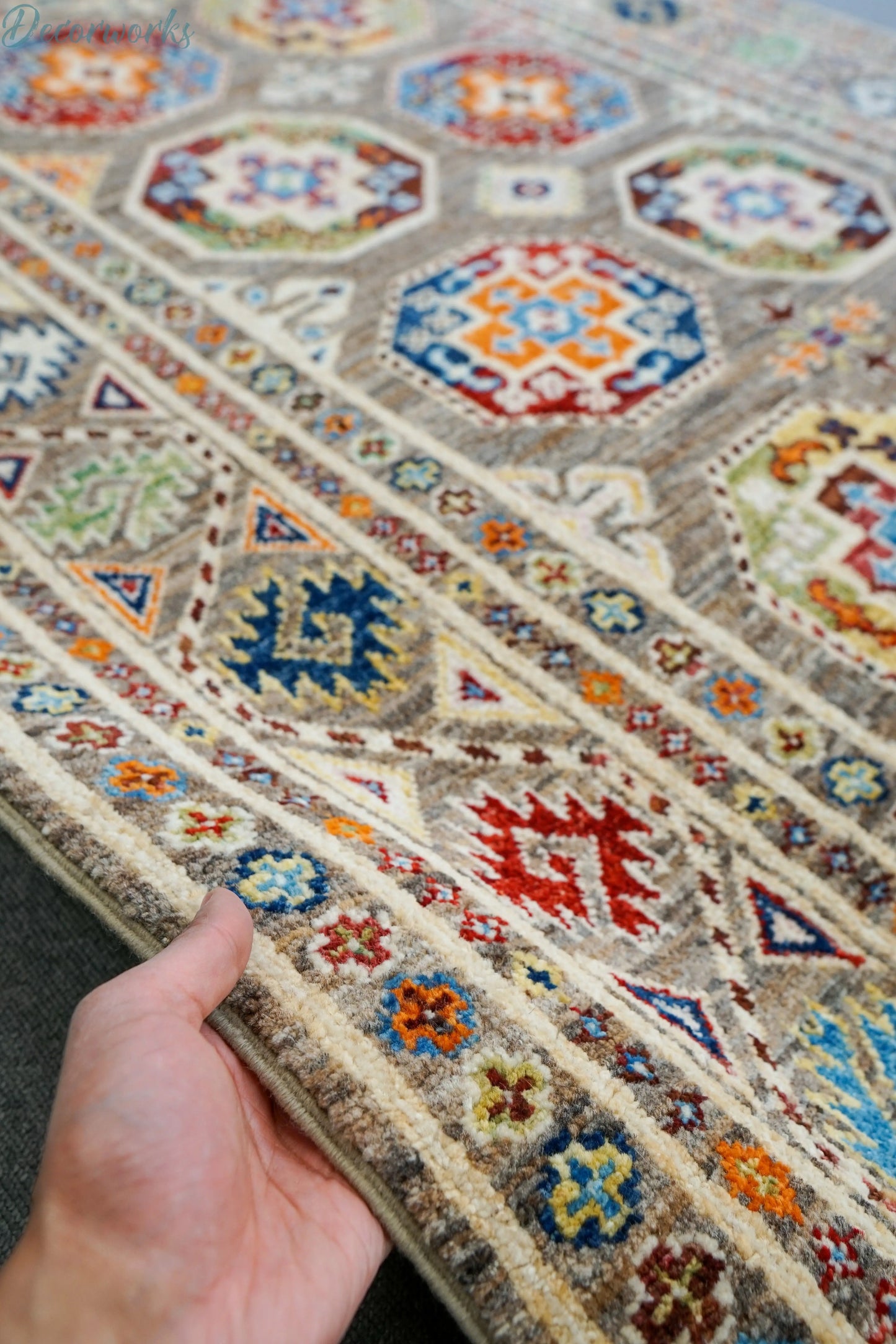 183×116cm アフガニスタン ガズニーウール手織り絨毯 - Decorworks