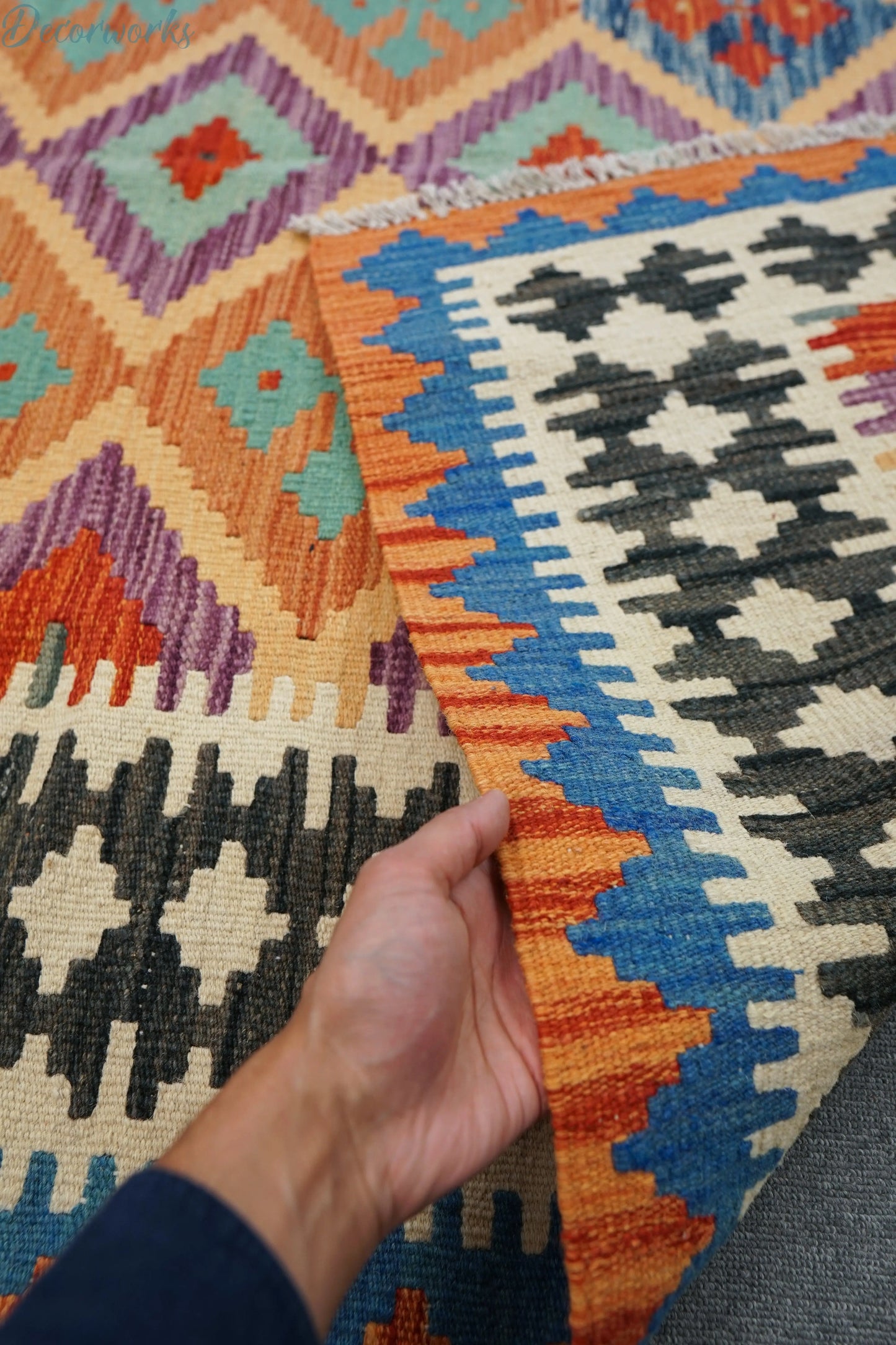 195×150cm アフガニスタン手織りキリム - Decorworks