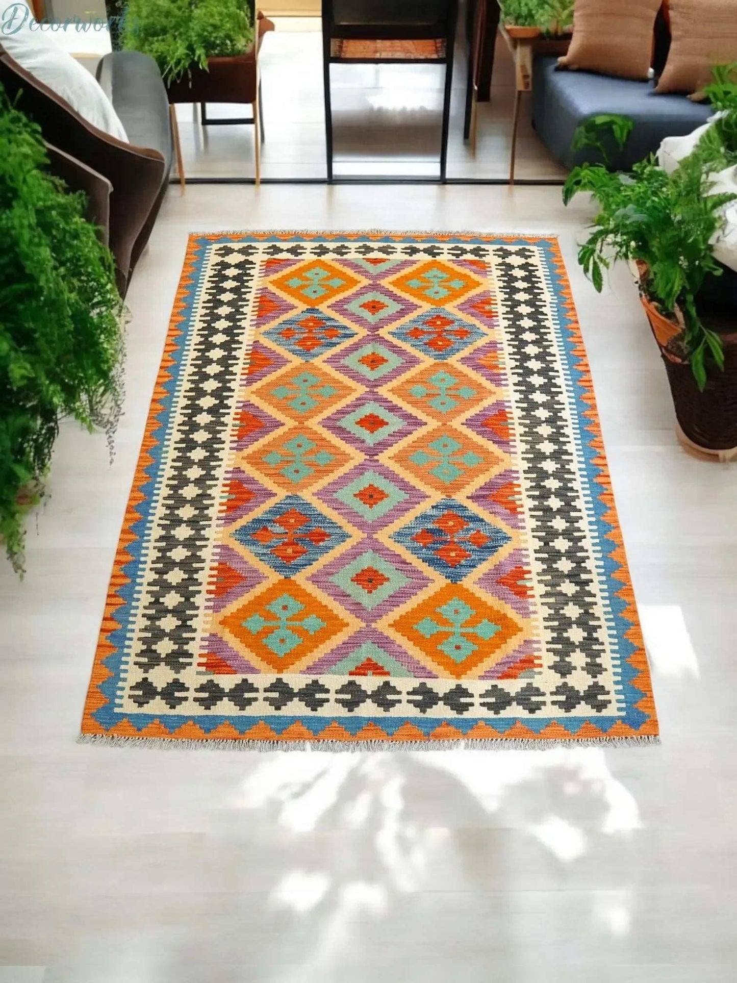 195×150cm アフガニスタン手織りキリム - Decorworks