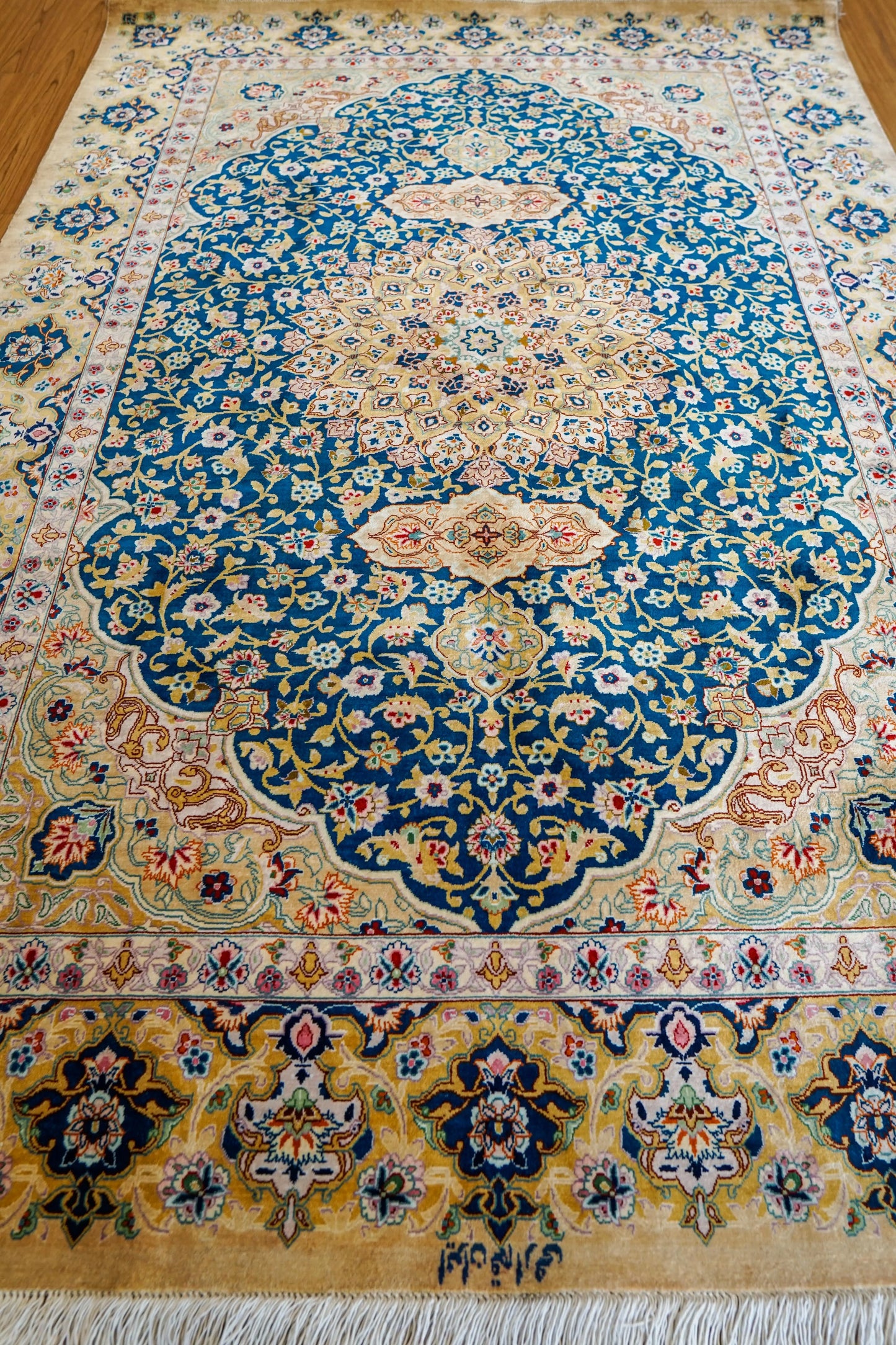 Collection 200×81cm ペルシャ絨毯 クム産 モハメドジャムシェヂ房 シルク 100% 証明書付