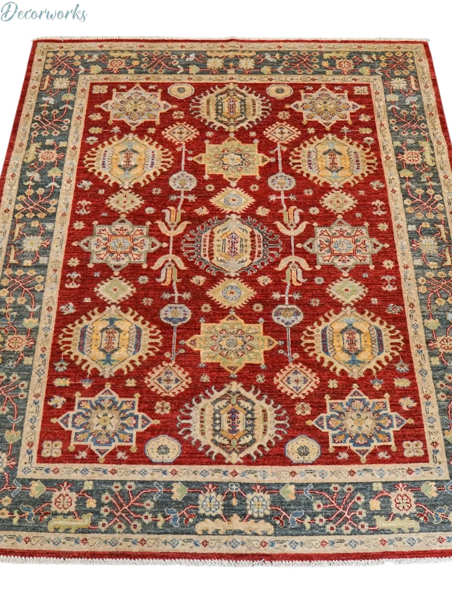 206×171cm アフガニスタンガズニーウール手織り絨毯 Decorworks