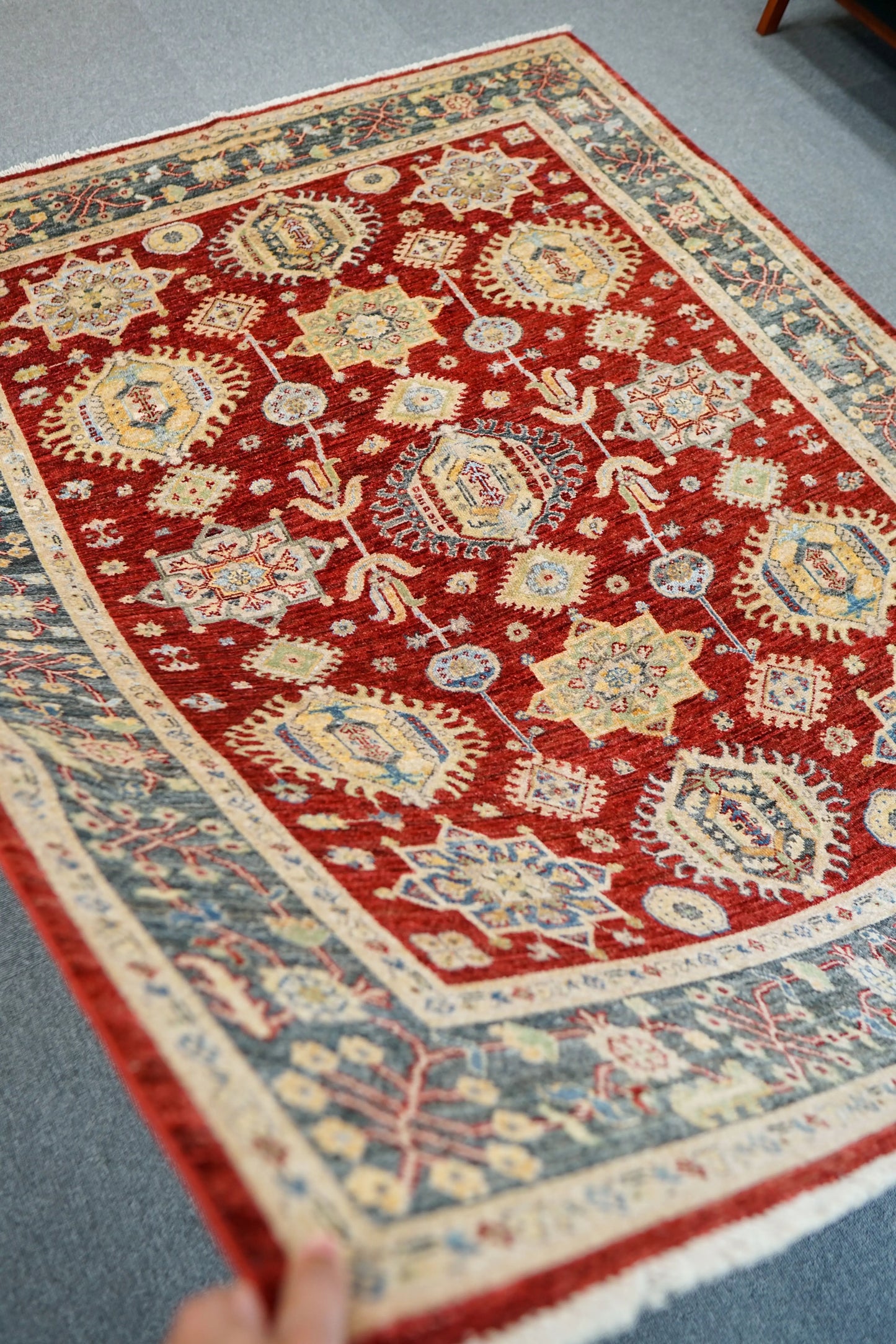 206×171cm アフガニスタンガズニーウール手織り絨毯 Decorworks