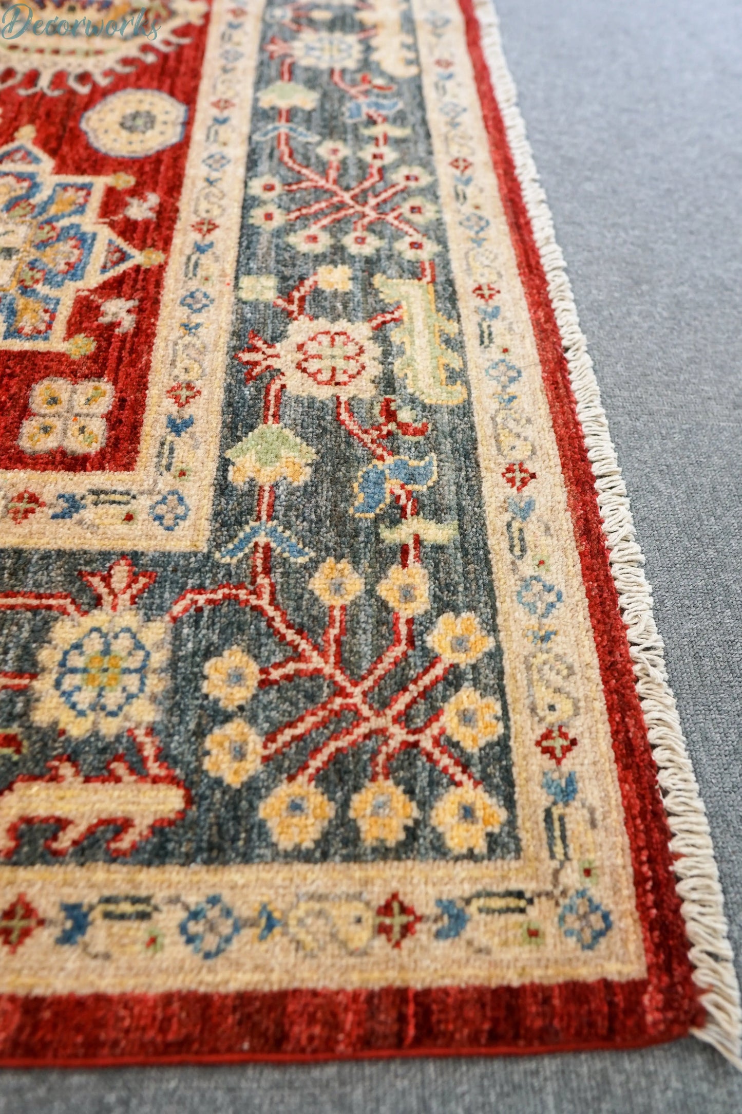 206×171cm アフガニスタンガズニーウール手織り絨毯 Decorworks