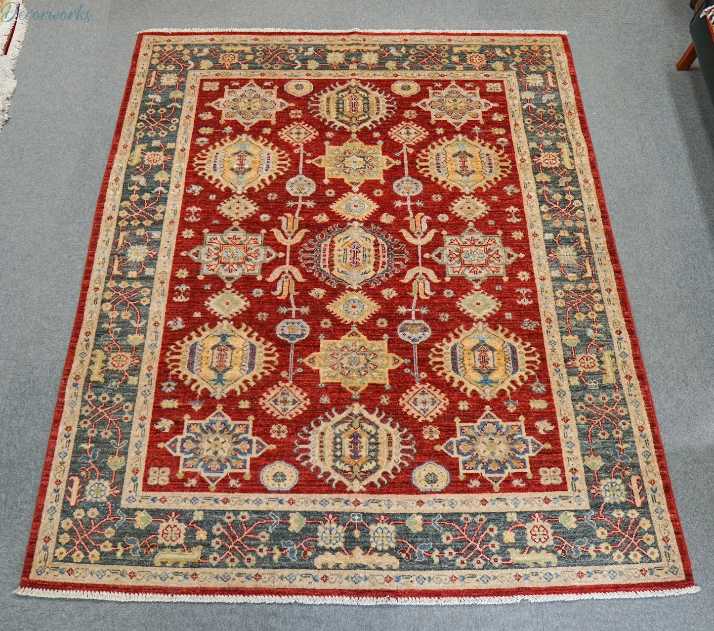 206×171cm アフガニスタンガズニーウール手織り絨毯 Decorworks