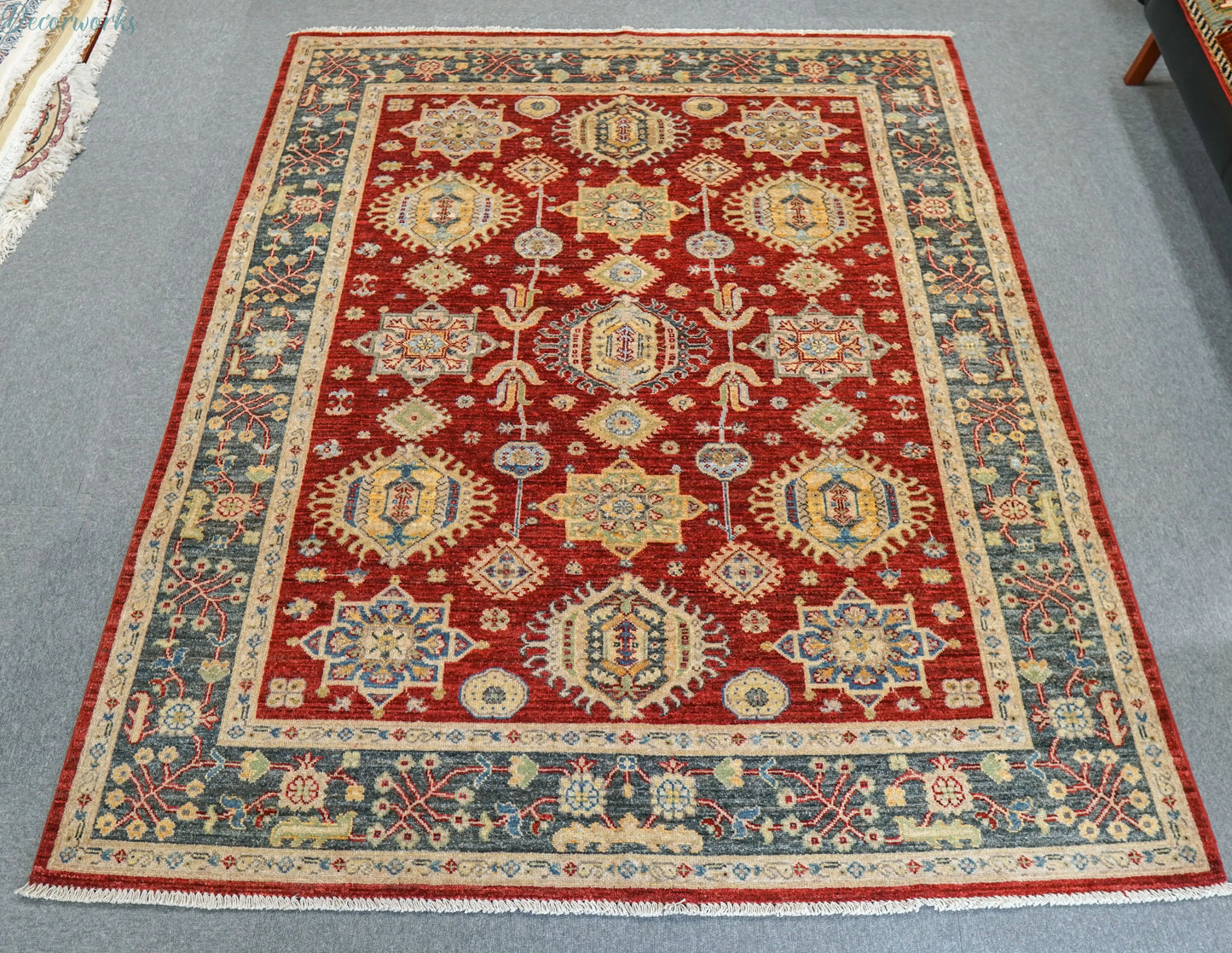 206×171cm アフガニスタンガズニーウール手織り絨毯 Decorworks