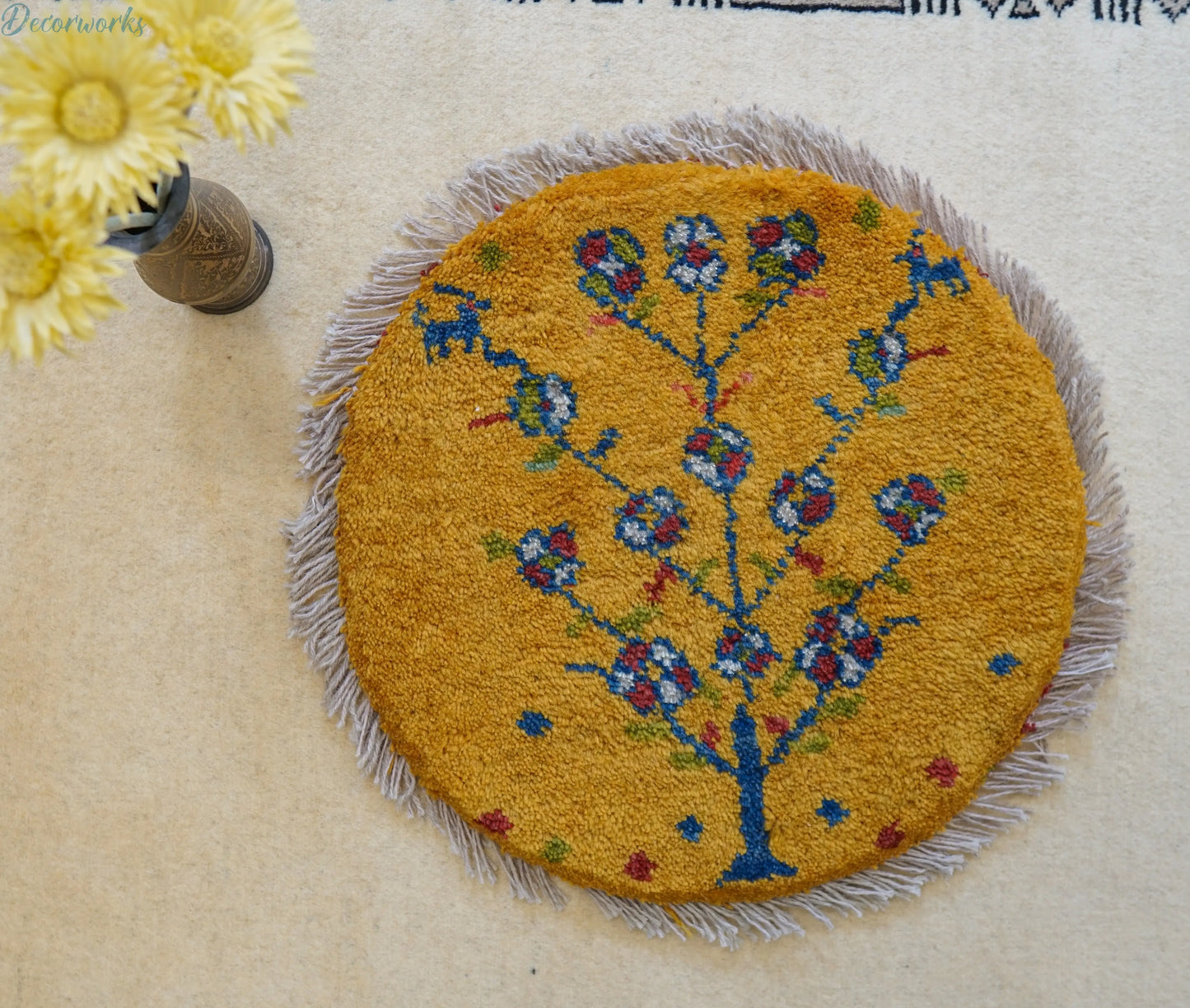 40×40cm ペルシャ絨毯 手織りギャッベアマレ族ギャベ Decorworks