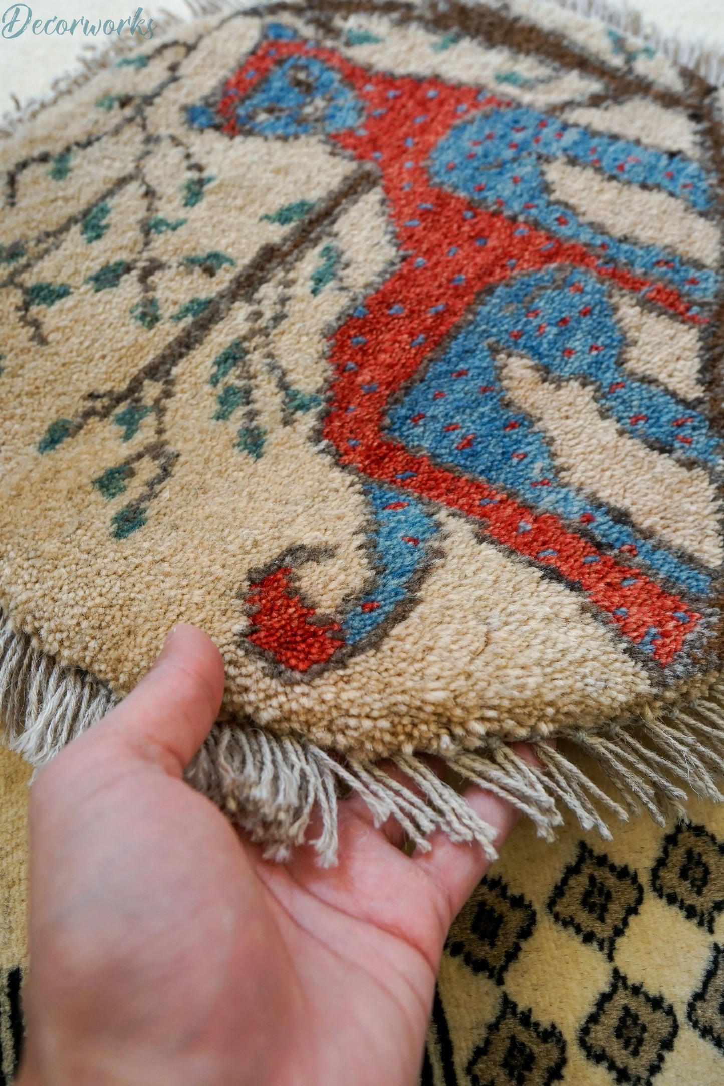 40×40cm ペルシャ絨毯 手織りギャッベ アマレ族ギャッベ ギャベ Decorworks