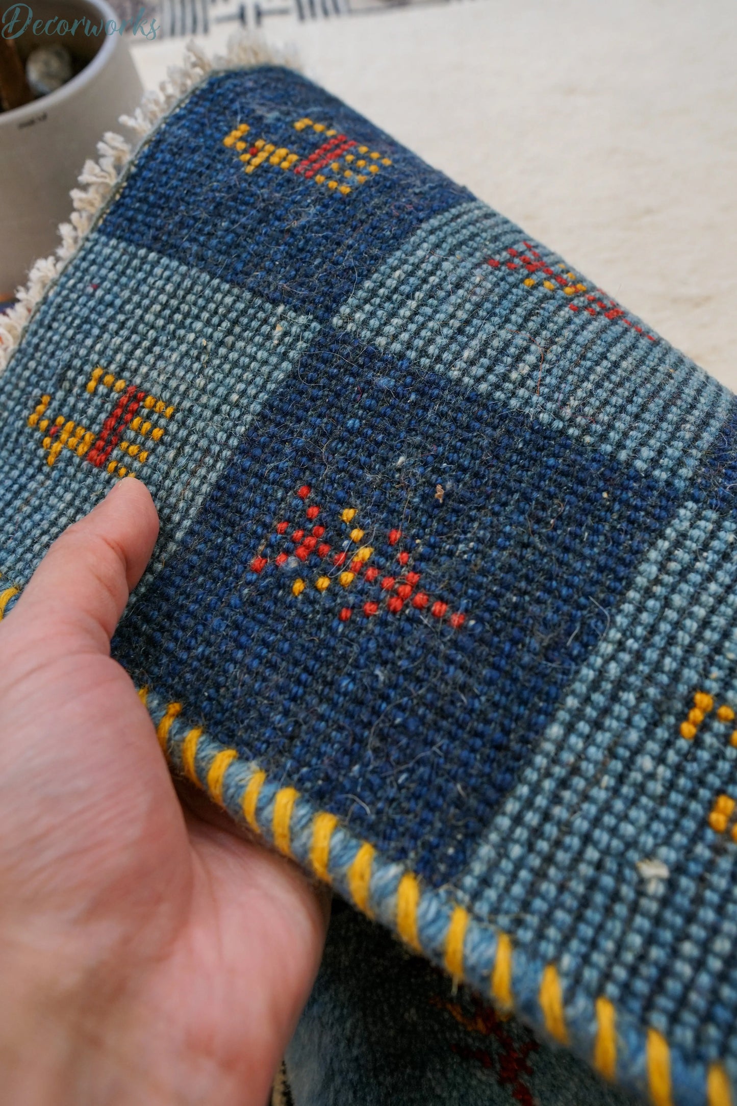 45×40cm ペルシャ絨毯 手織りギャッベ アマレ族 ギャベ Decorworks