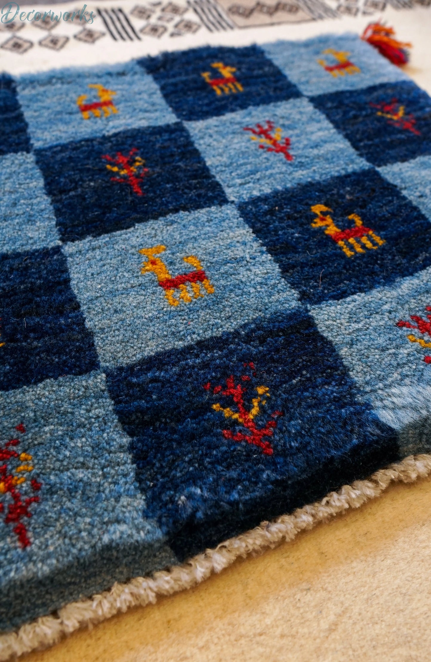 45×40cm ペルシャ絨毯 手織りギャッベ アマレ族 ギャベ Decorworks