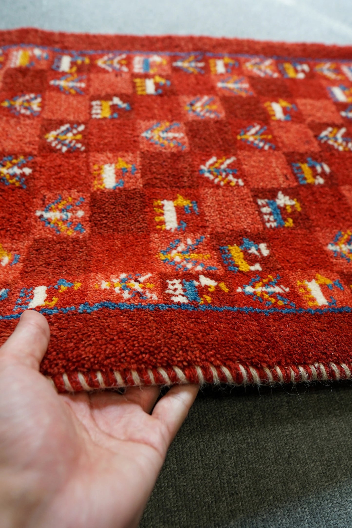 145×50cm ペルシャ絨毯 手織りギャッベ アマレ族 ランナー - Decorworks