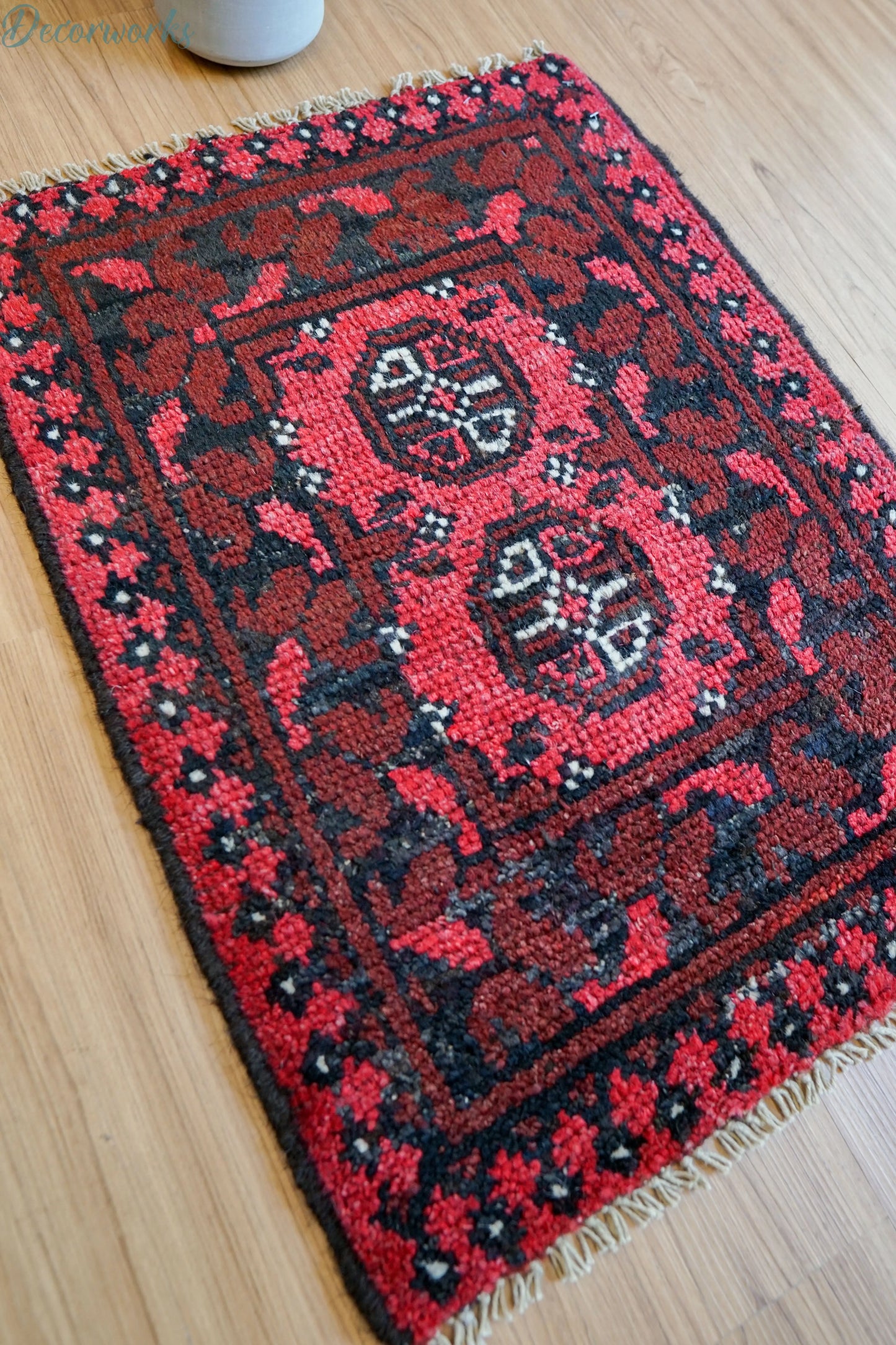 67×52cm トルクメン ボハララグ 手織り絨毯 トライバルラグ ヴィンテージ Decorworks
