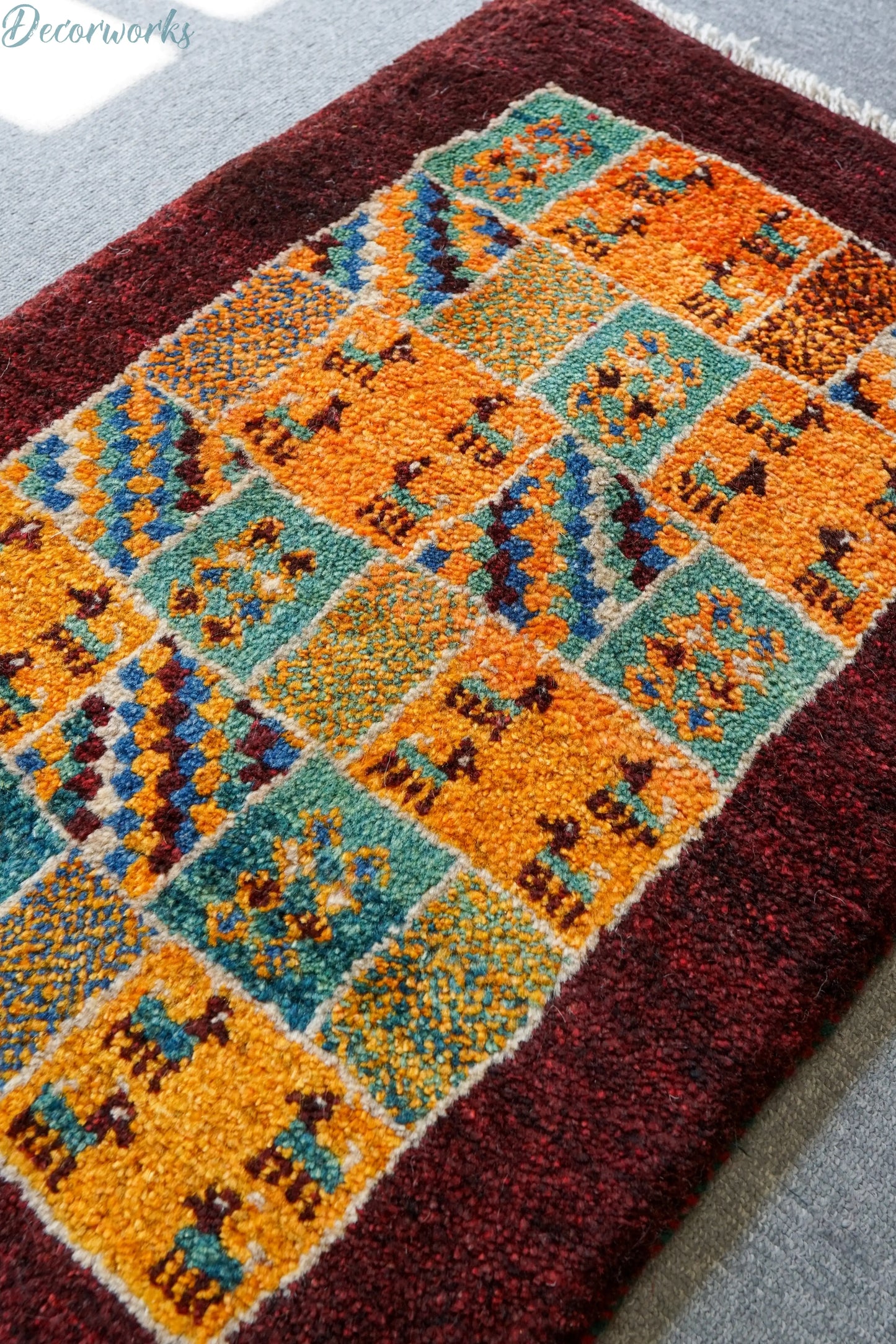 75×52cm ペルシャ絨毯 手織りギャッベ アマレ族 ギャベ Decorworks