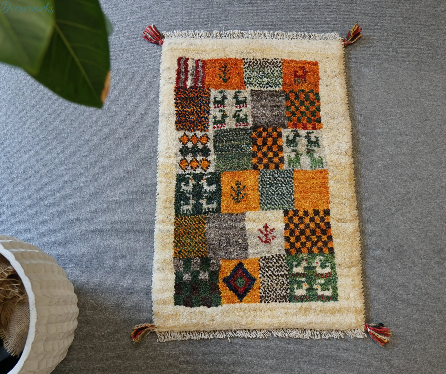 80×52cm ペルシャ絨毯 ギャッベ ギャベ 玄関マット Decorworks