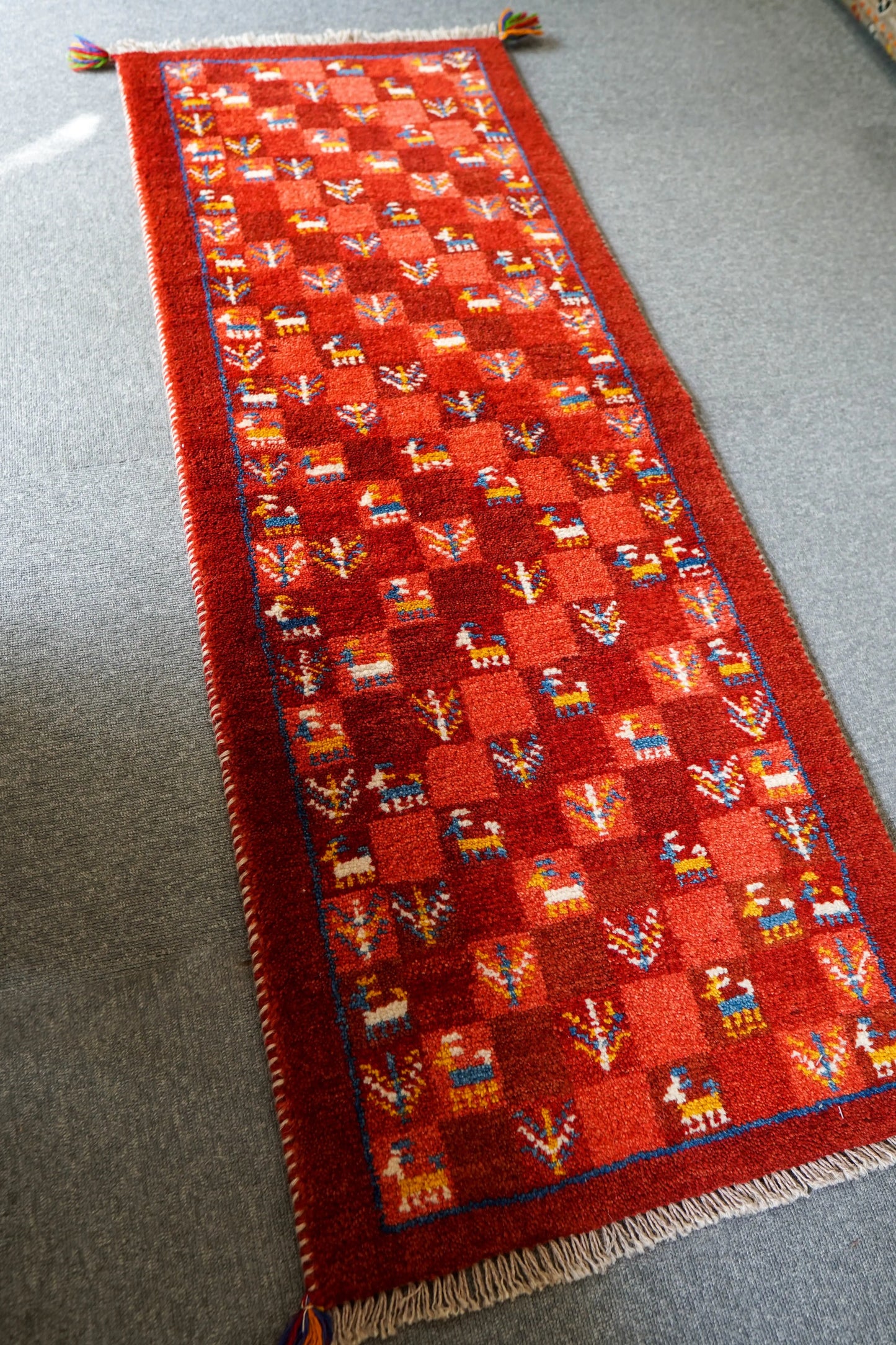 145×50cm ペルシャ絨毯 手織りギャッベ アマレ族 ランナー - Decorworks