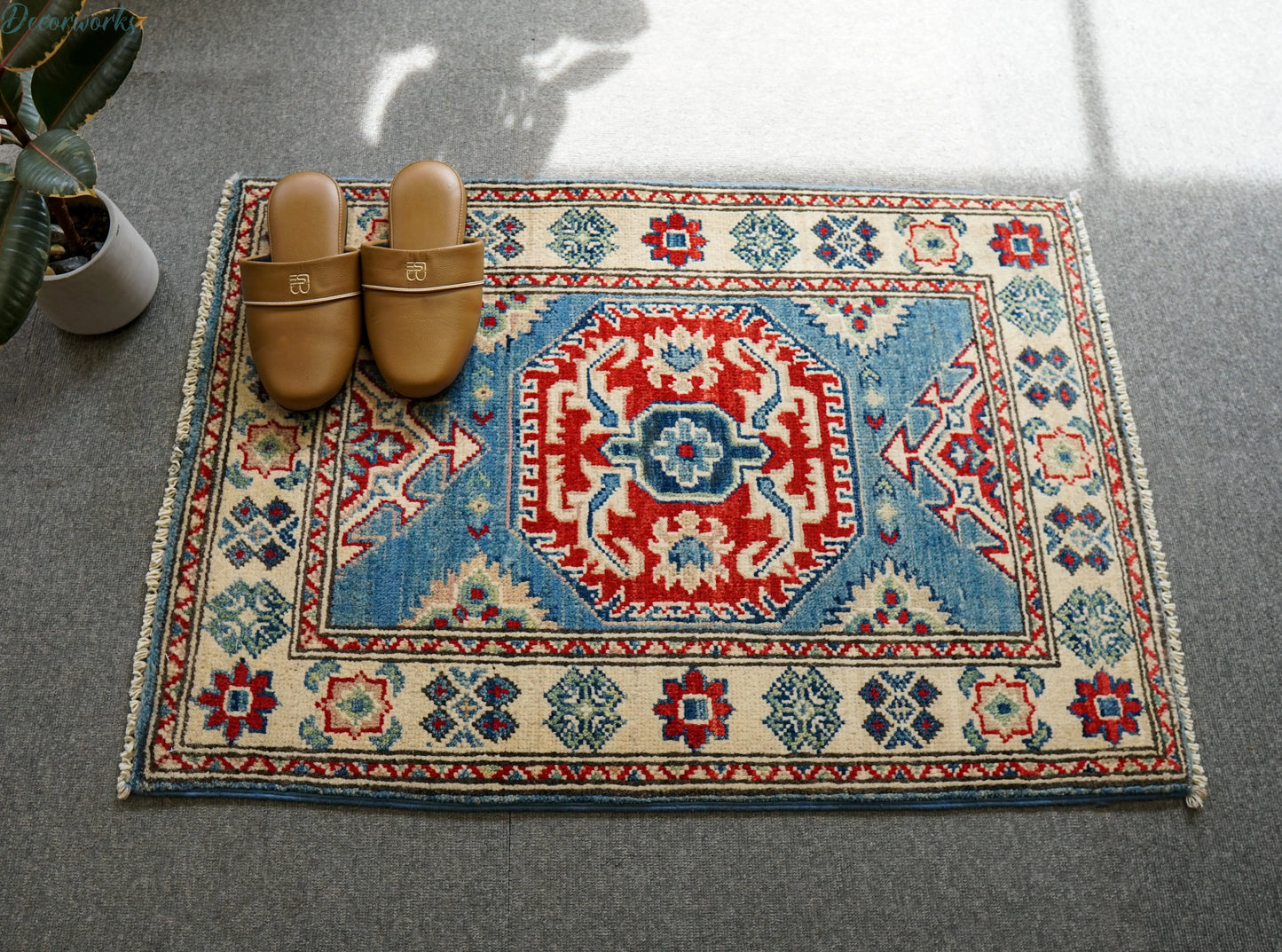 91×64cm アフガニスタン手織り絨毯 Decorworks