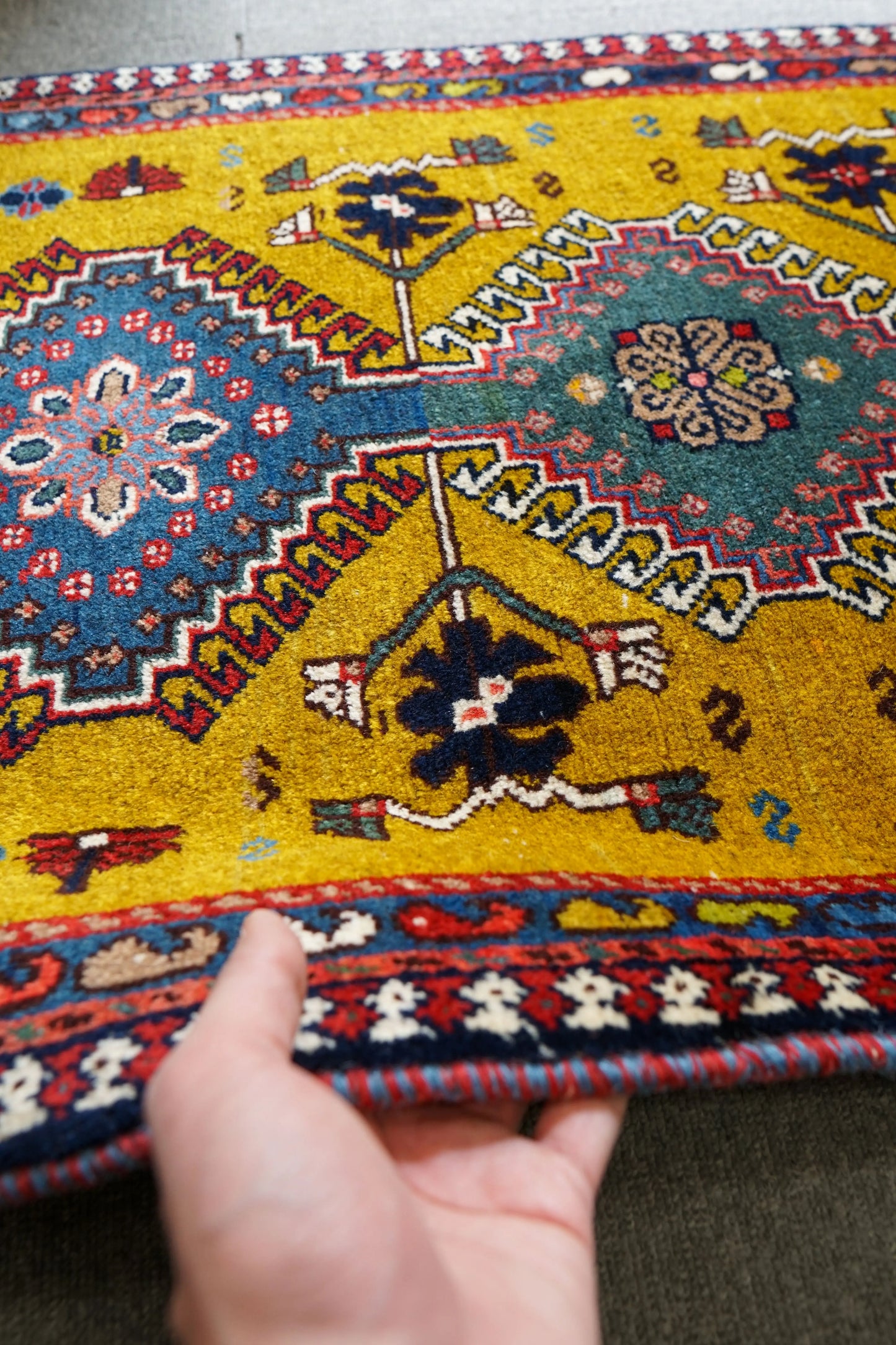 98×60cm ペルシャ絨毯 ヤラメ 手織り Decorworks