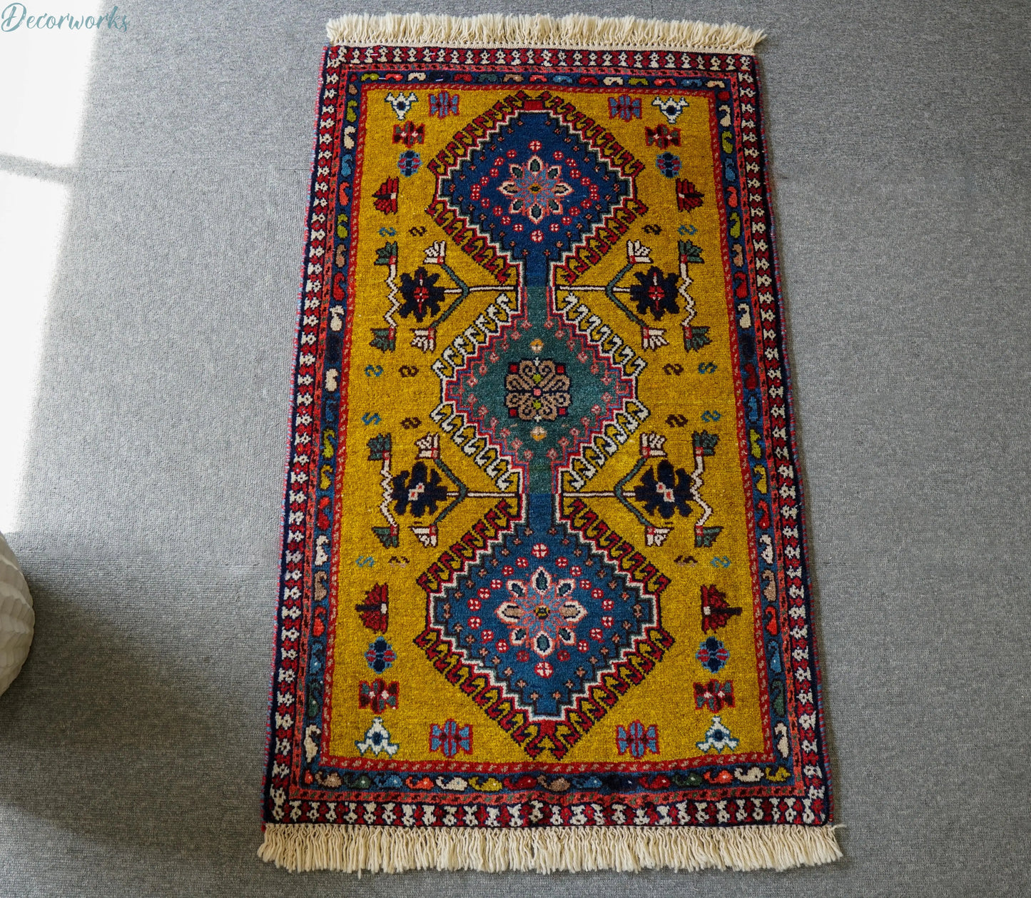 98×60cm ペルシャ絨毯 ヤラメ 手織り Decorworks