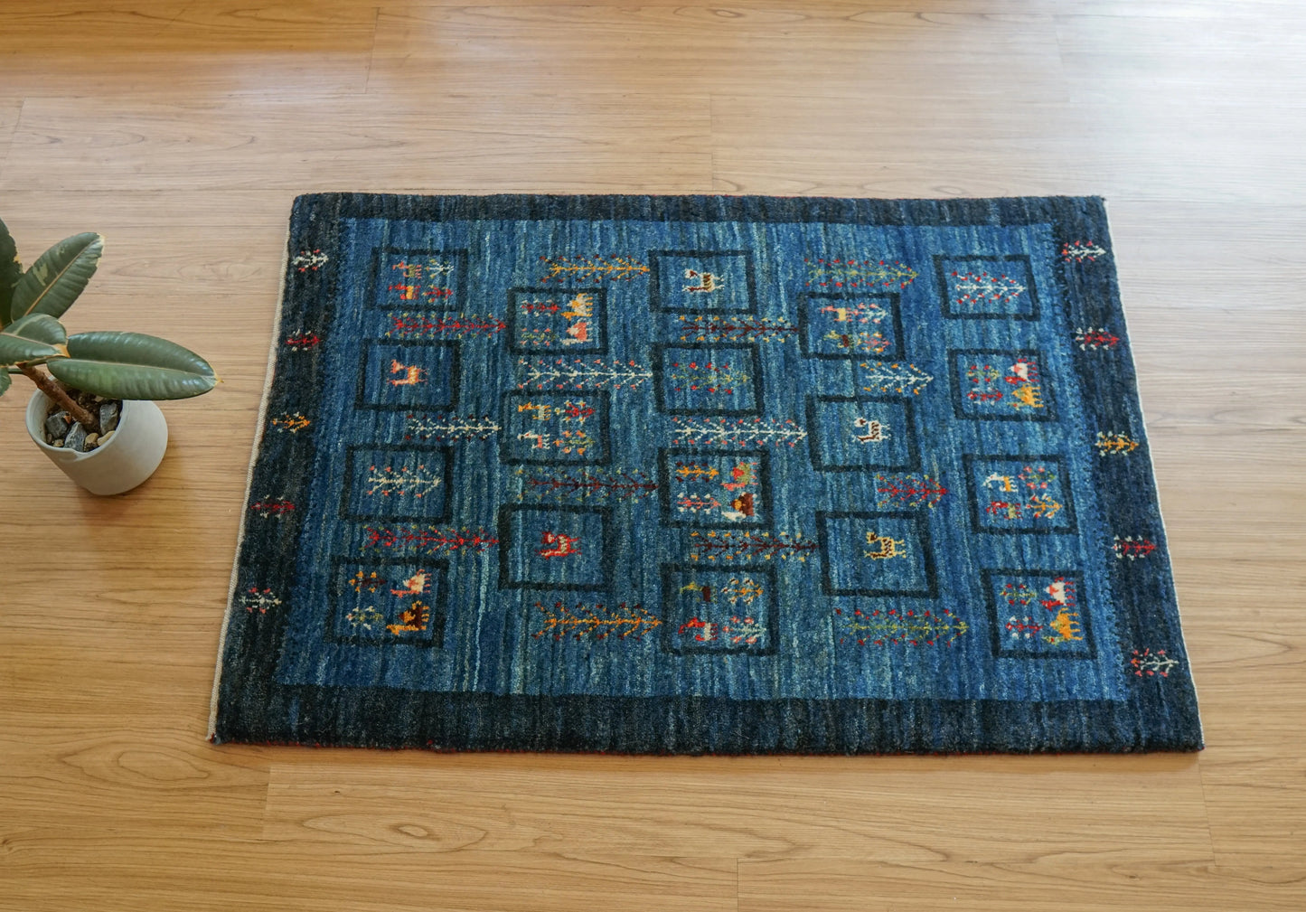 Collection 99×65cm 手織りペルシャ カシュクリ ギャッベ リズバフトギヤべ