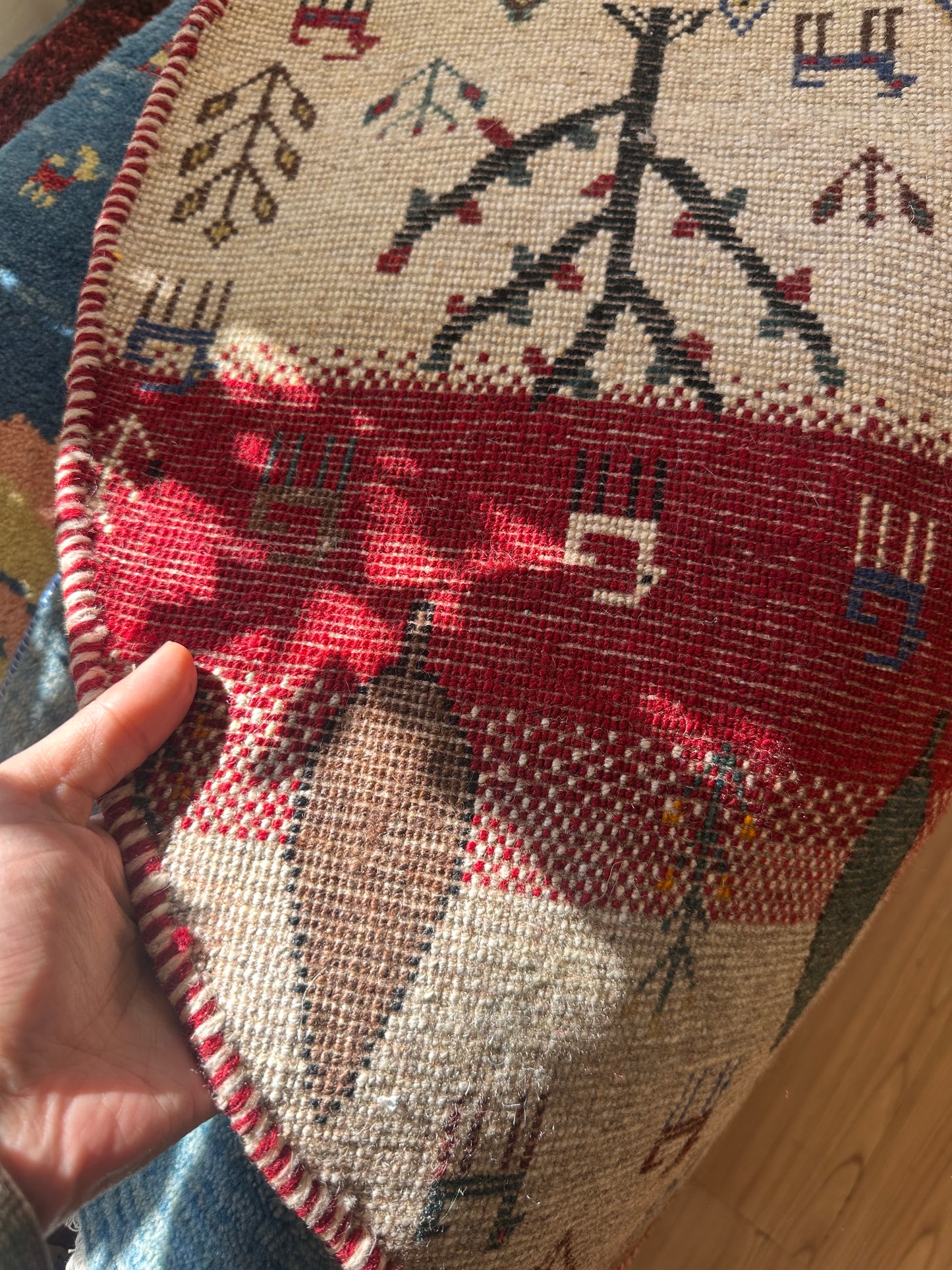 ペルシャ手織り カシュクリギャッベ 丸型 96cm丸|ウール100% 草木染め ラウンドラグ