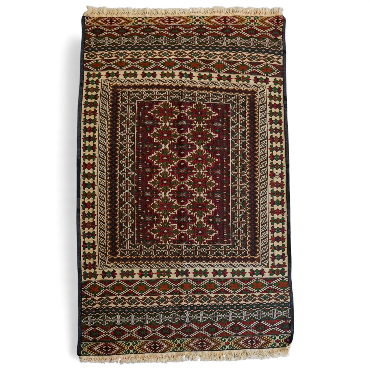 ペルシャ手織りシルクスマックキリム トライバルデザイン ペルシャ手織りキリム 134×86cm – Decorworks