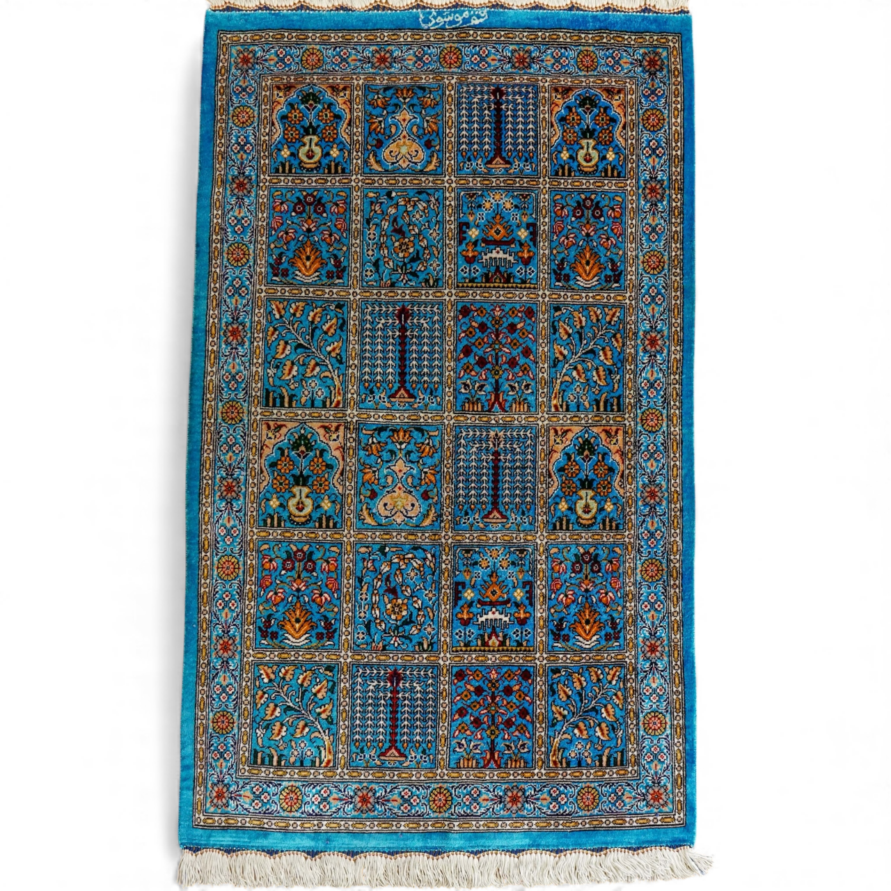 ペルシャ絨毯 クム産 モスサビ房 シルク 89×56cm – Decorworks