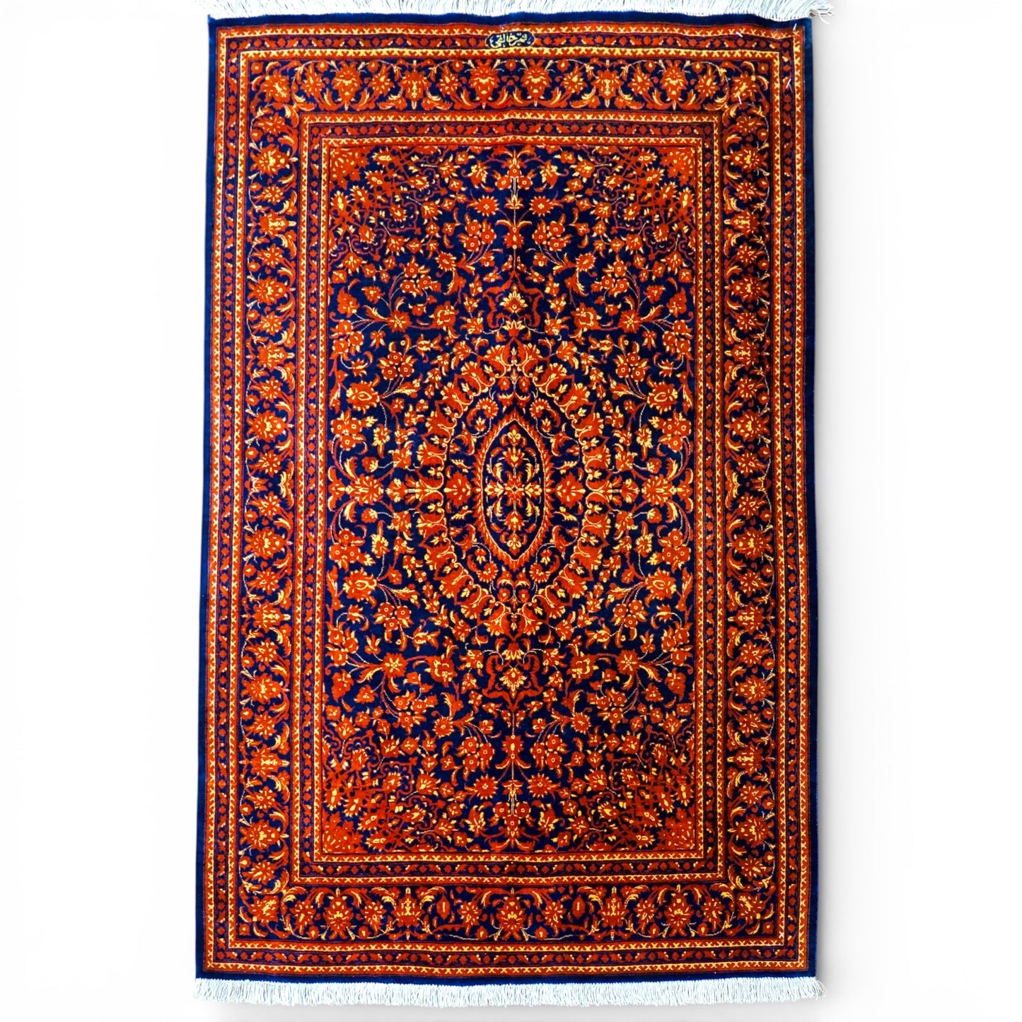 ペルシャ絨毯 クム産 カーリキ房 シルク 100% (証明書付) 120×80cm