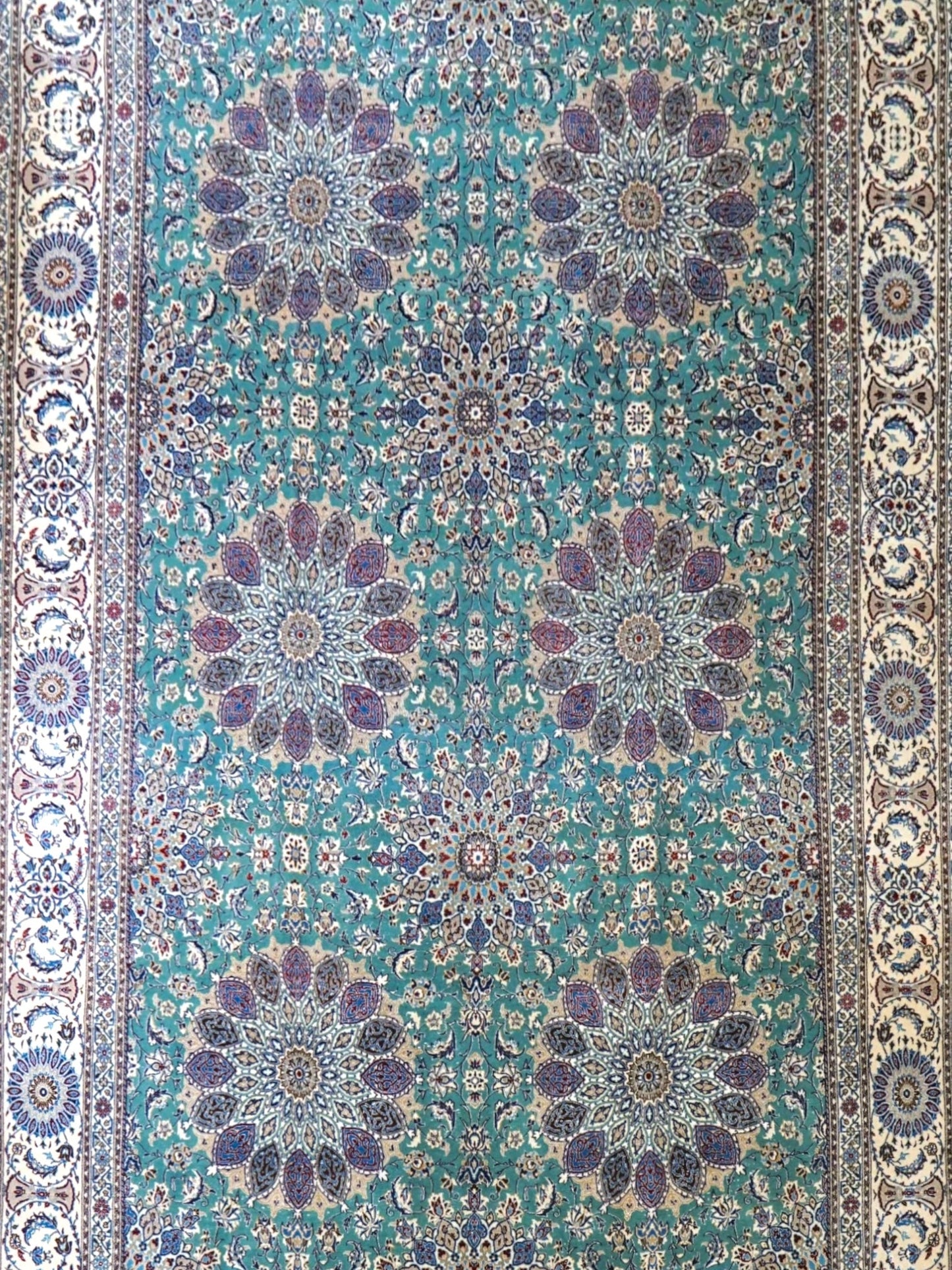 ペルシャ絨毯 ナイン産 4LA 295×196cm|コルクウール&シルク 手織り 高密度ラグ 大判リビングサイズ