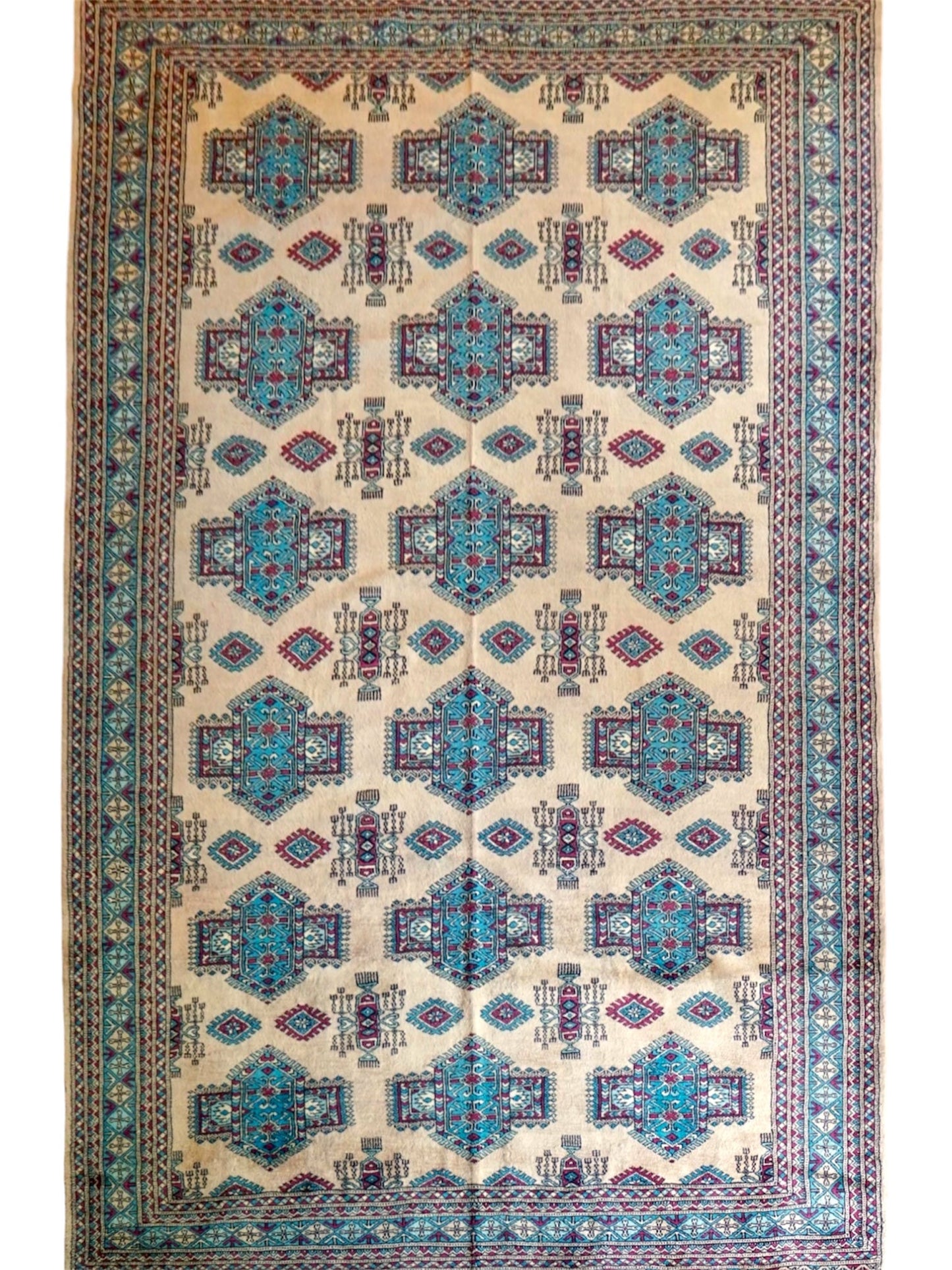 パキスタン手織り絨毯 ベージュ 248×150cm