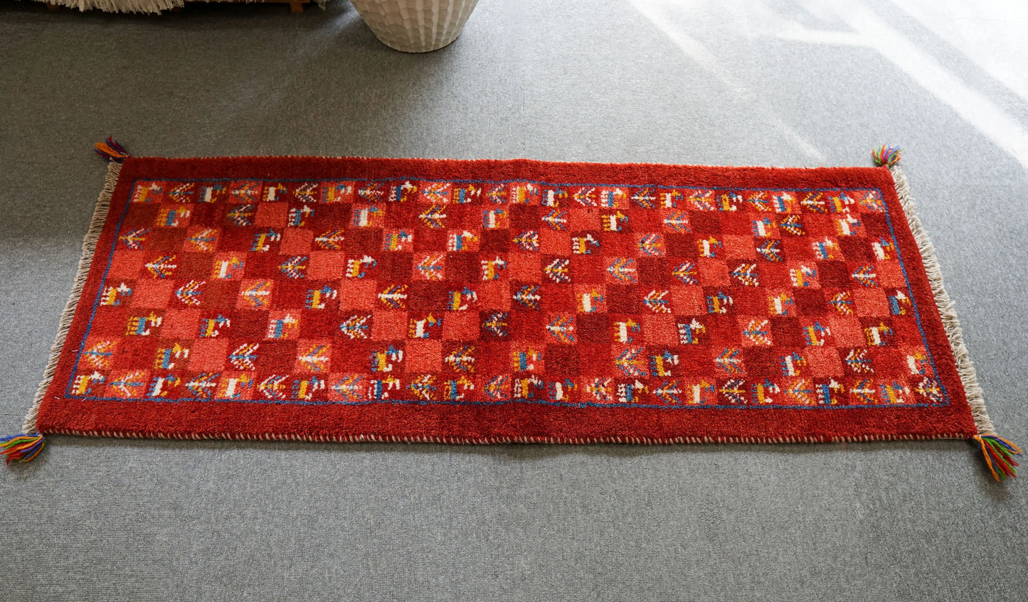 145×50cm ペルシャ絨毯 手織りギャッベ アマレ族 ランナー - Decorworks