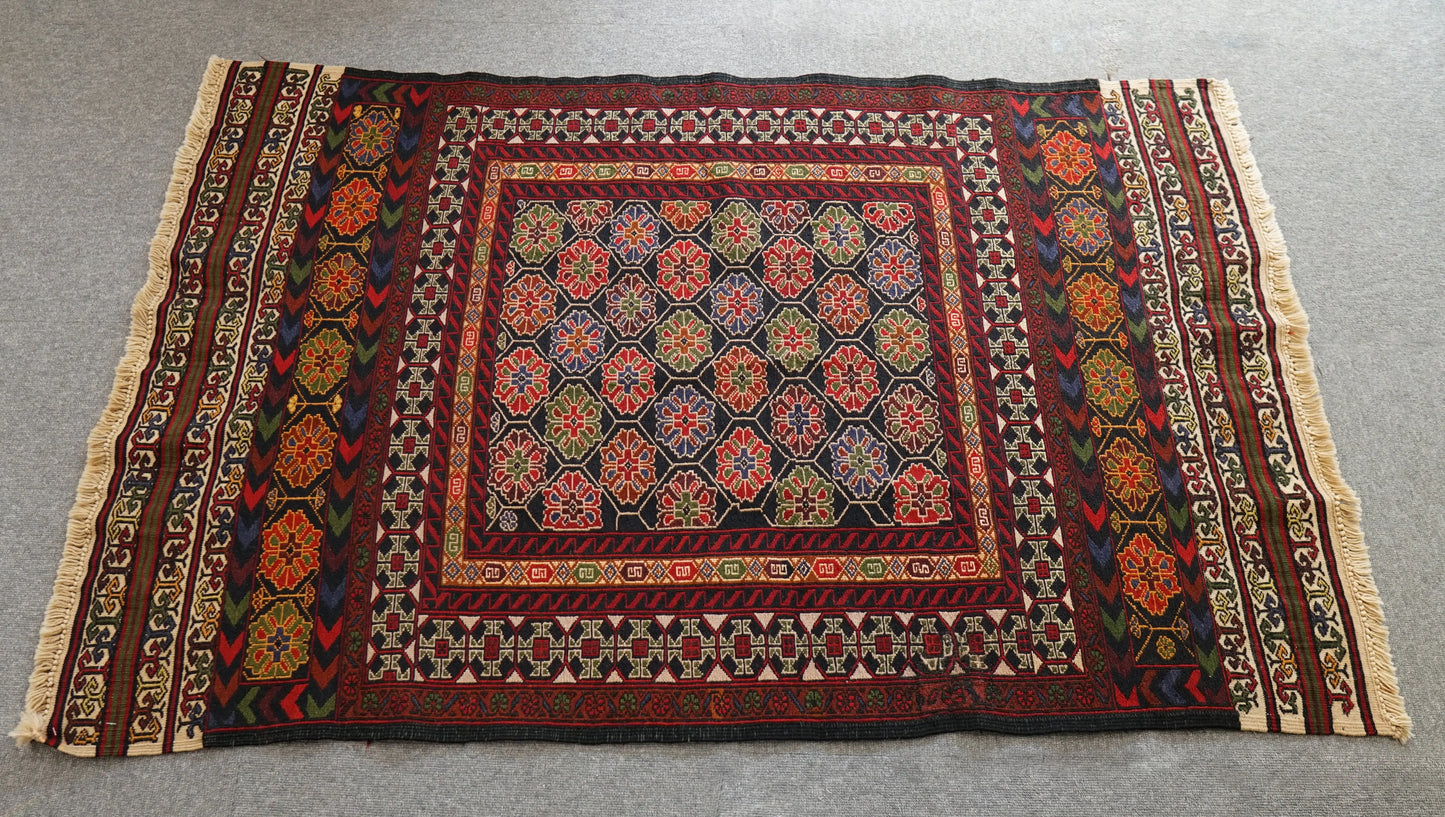 138×89cm ペルシャ手織りキリム シルジャン産 ソマック織り Decorworks
