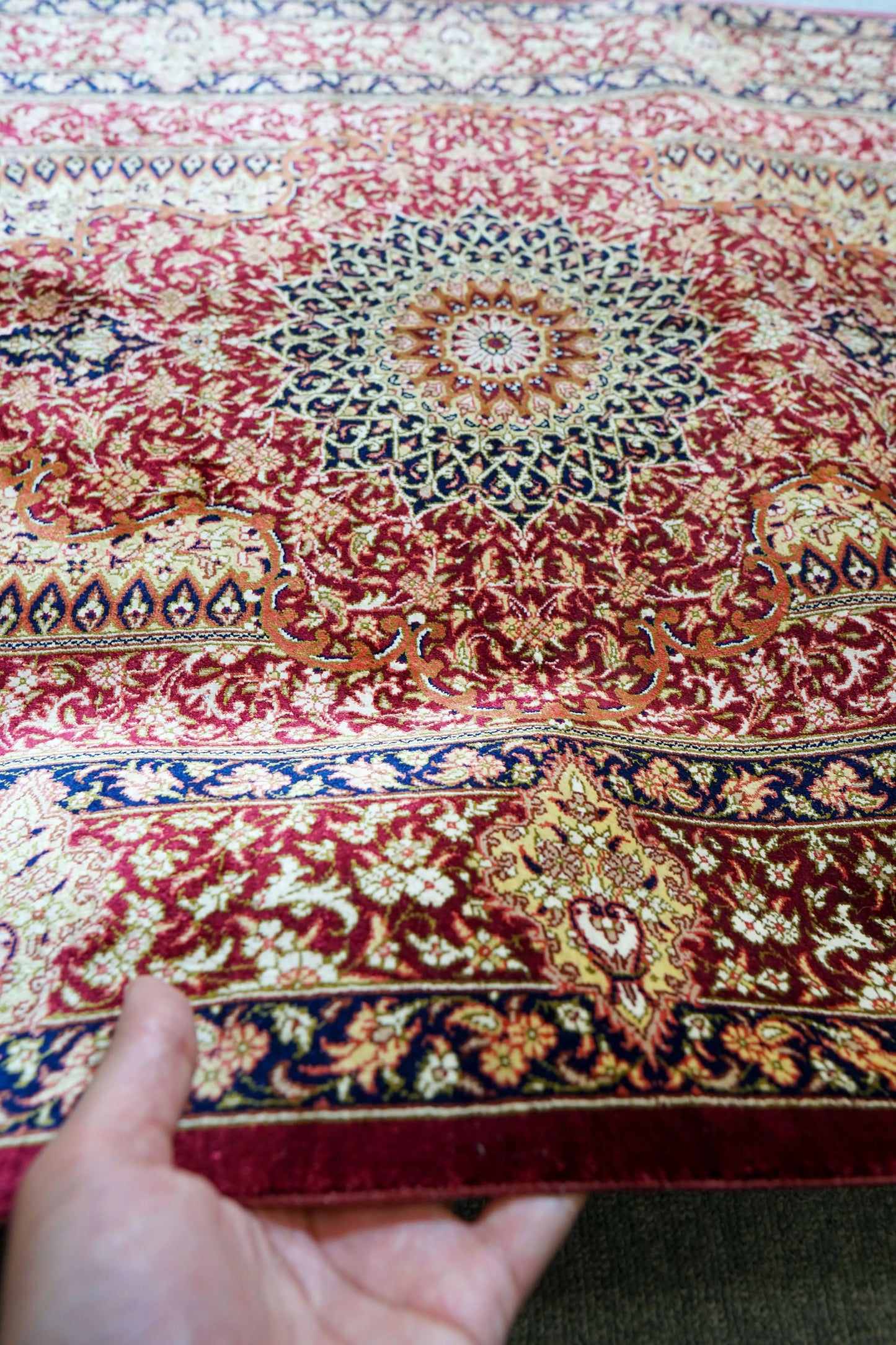 125×81cm ペルシャ絨毯 クム産 モハメドジャムシェヂ房 シルク 100% 証明書付 Decorworks