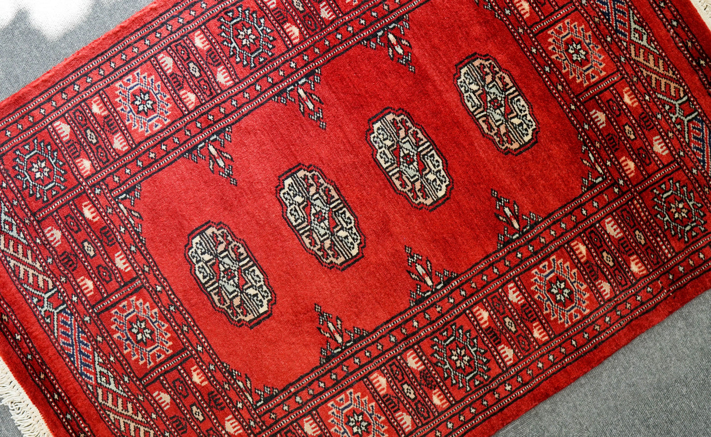 114×80cm トルクメン ボハララグ 手織り絨毯 パキスタン絨毯 Decorworks
