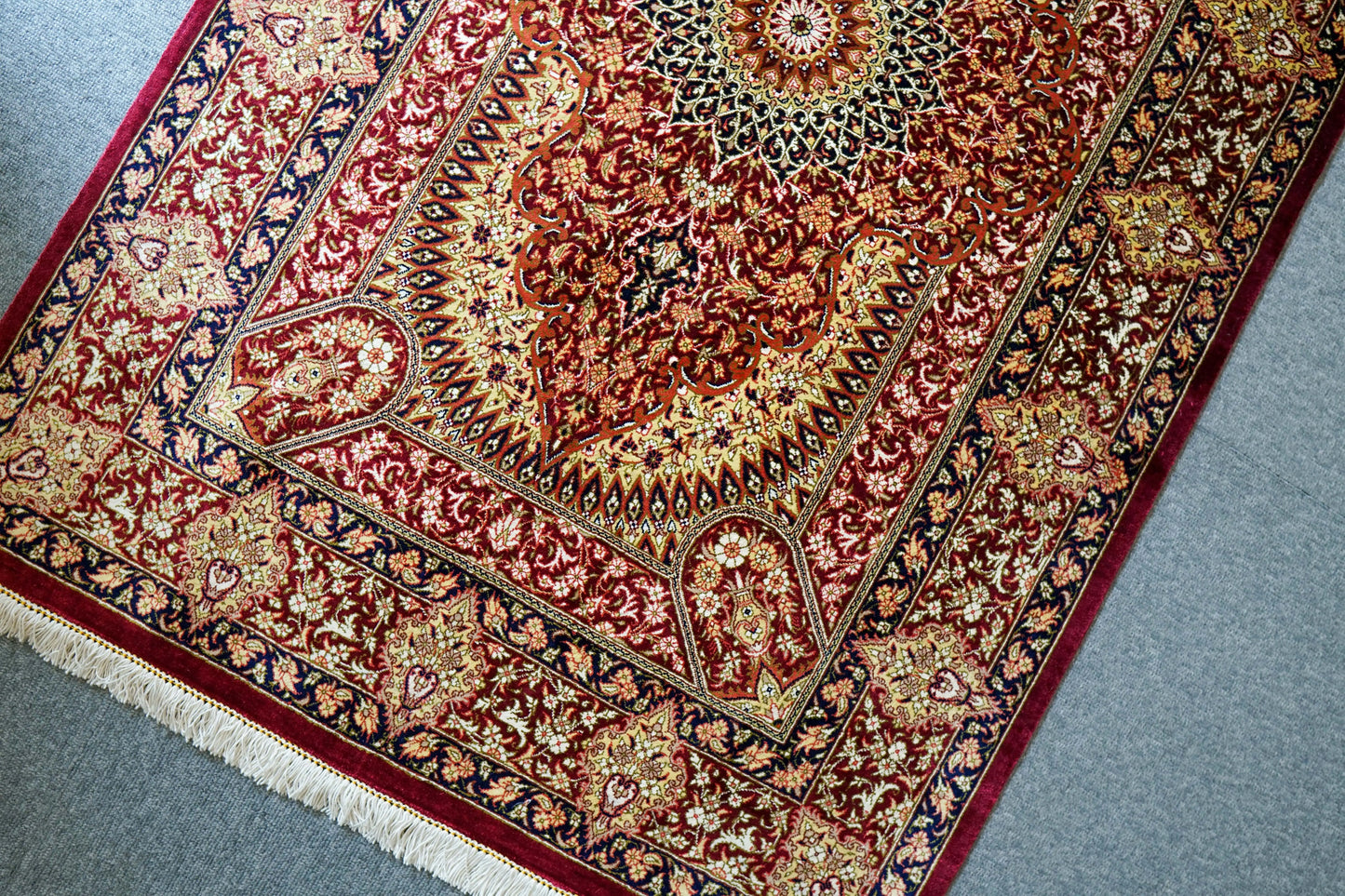 125×81cm ペルシャ絨毯 クム産 モハメドジャムシェヂ房 シルク 100% 証明書付 Decorworks