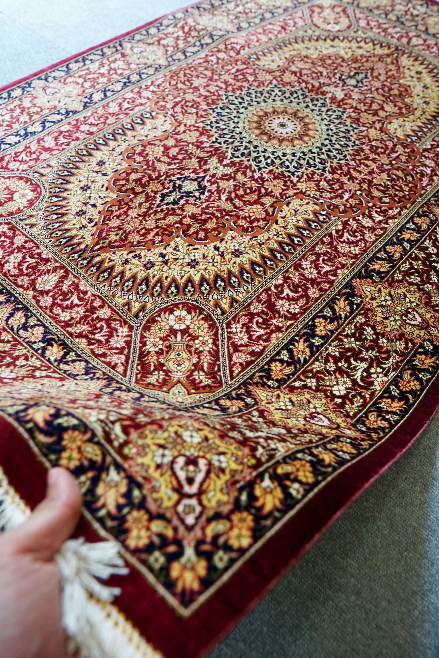 125×81cm ペルシャ絨毯 クム産 モハメドジャムシェヂ房 シルク 100% 証明書付 Decorworks
