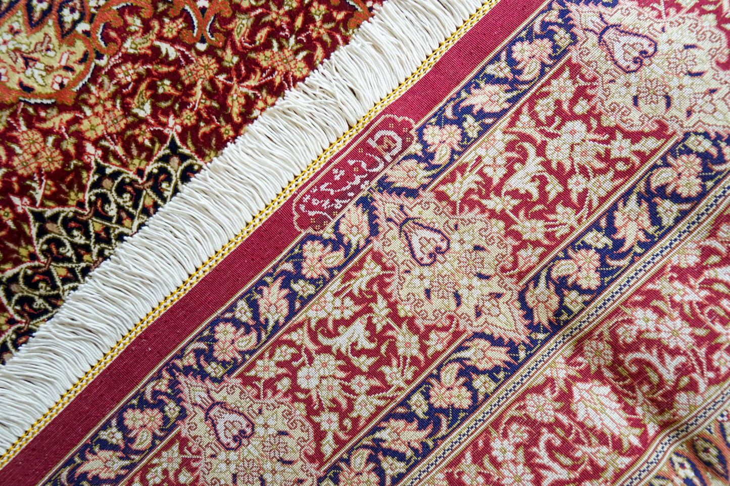 125×81cm ペルシャ絨毯 クム産 モハメドジャムシェヂ房 シルク 100% 証明書付 Decorworks