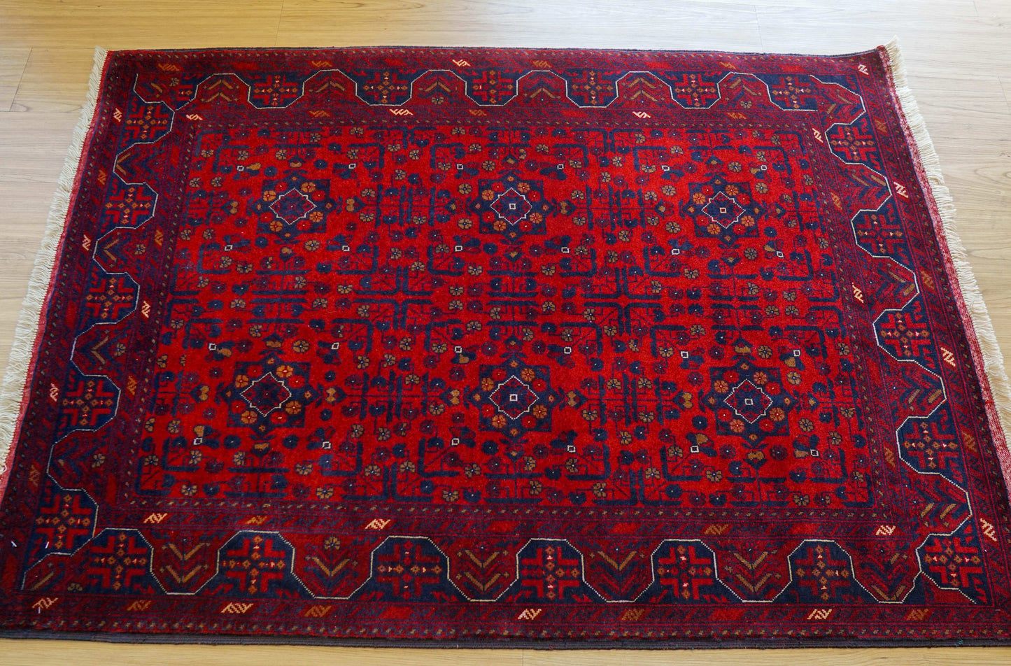 アフガニスタン絨毯 カールモハメディ Biljik最高品質 143×103cm|メリノウール100%